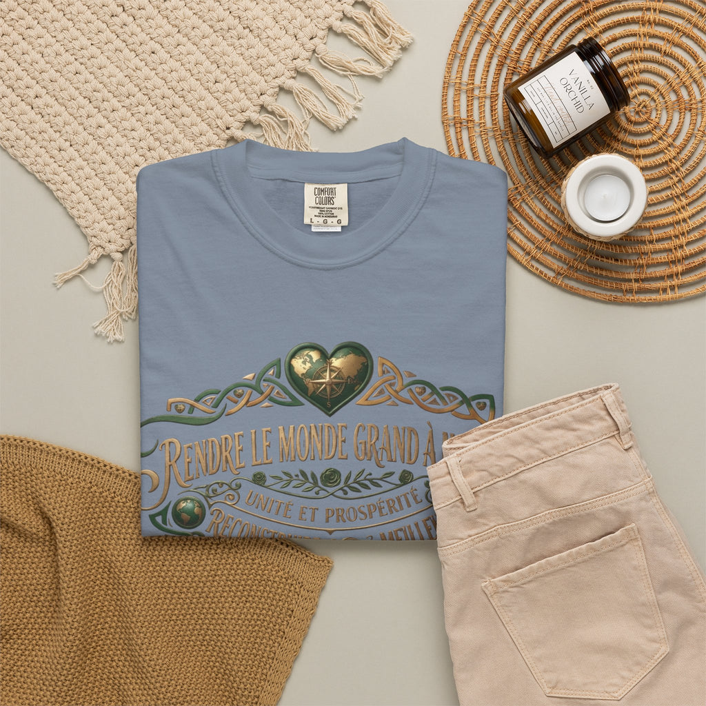 French Blessing T-Shirt — "Rendre le monde grand à nouveau" Vintage Heart Design