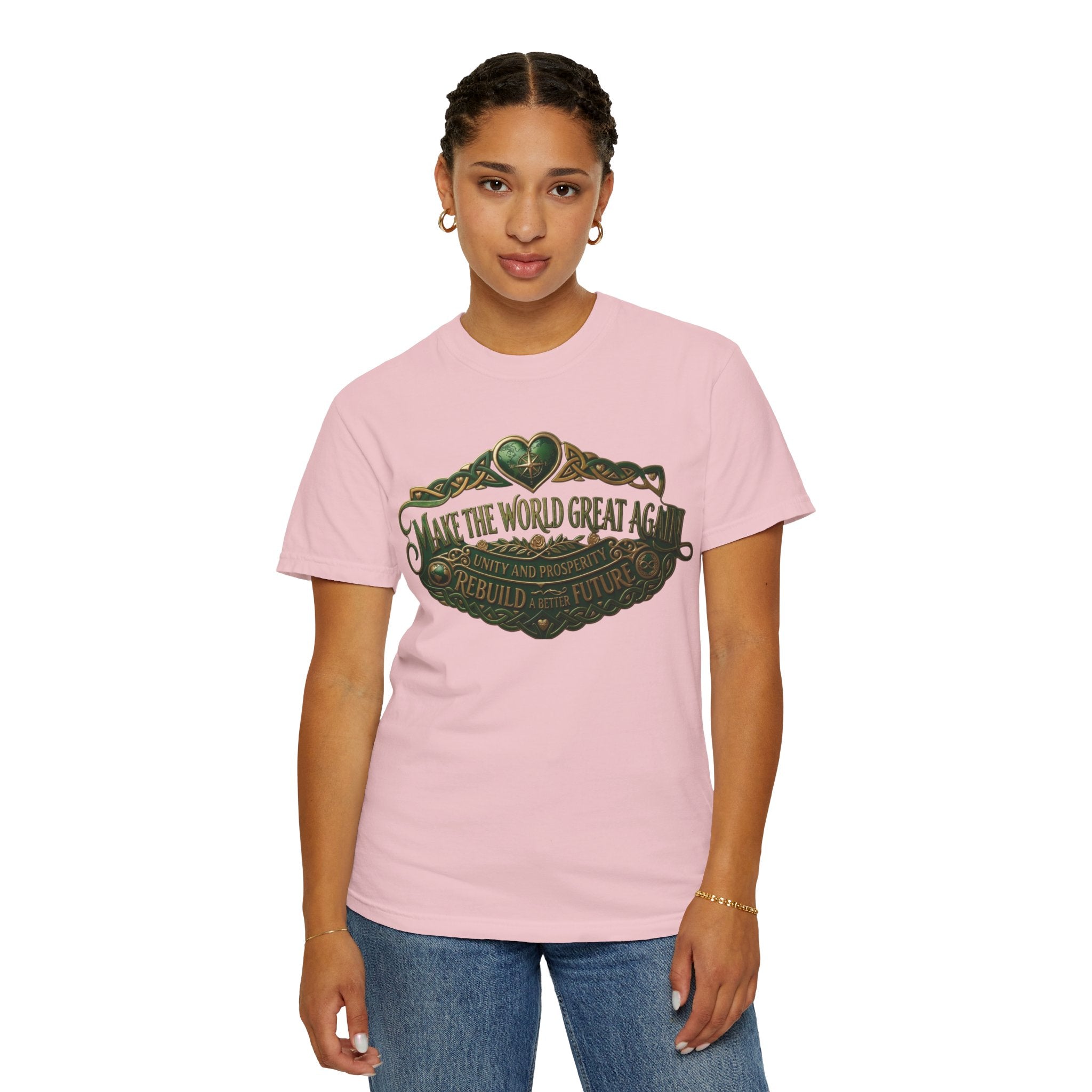 T-Shirt — 'Make the World Great Again' Vintage Green Crest Tee