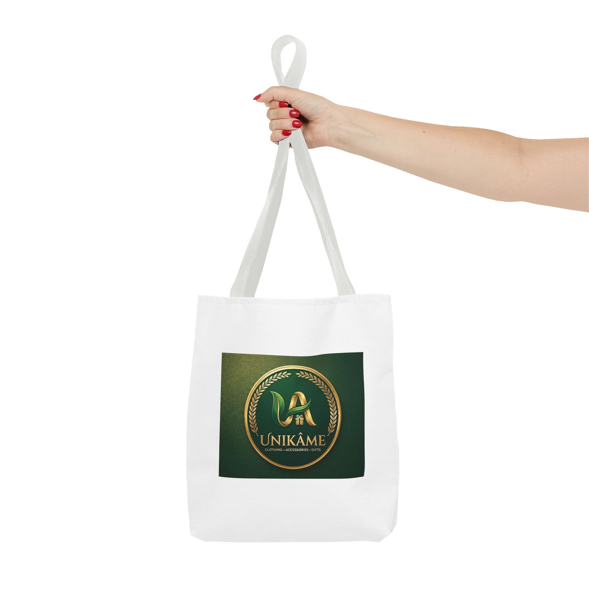 حقيبة تسوق يونيكام بشعار ذهبي - طباعة شعار أخضر بالكامل 