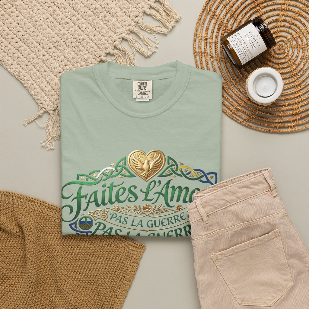 T-Shirt — Faites L'Amour Pas La Guerre Floral Script Graphic Tee