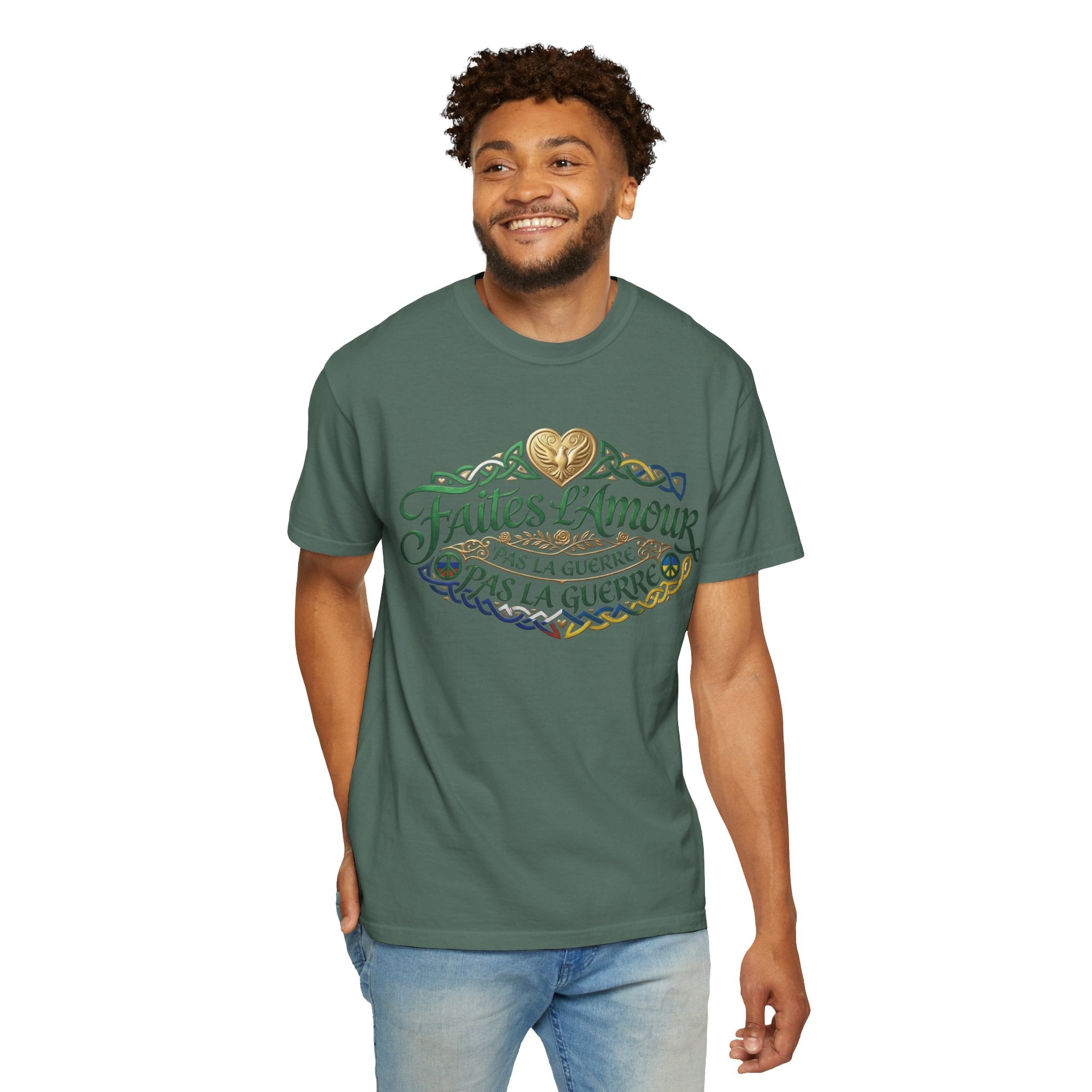 T-Shirt — Faites L'Amour Pas La Guerre Floral Script Graphic Tee
