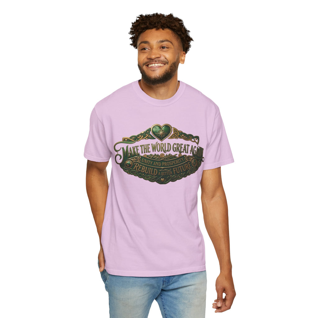 T-Shirt — 'Make the World Great Again' Vintage Green Crest Tee
