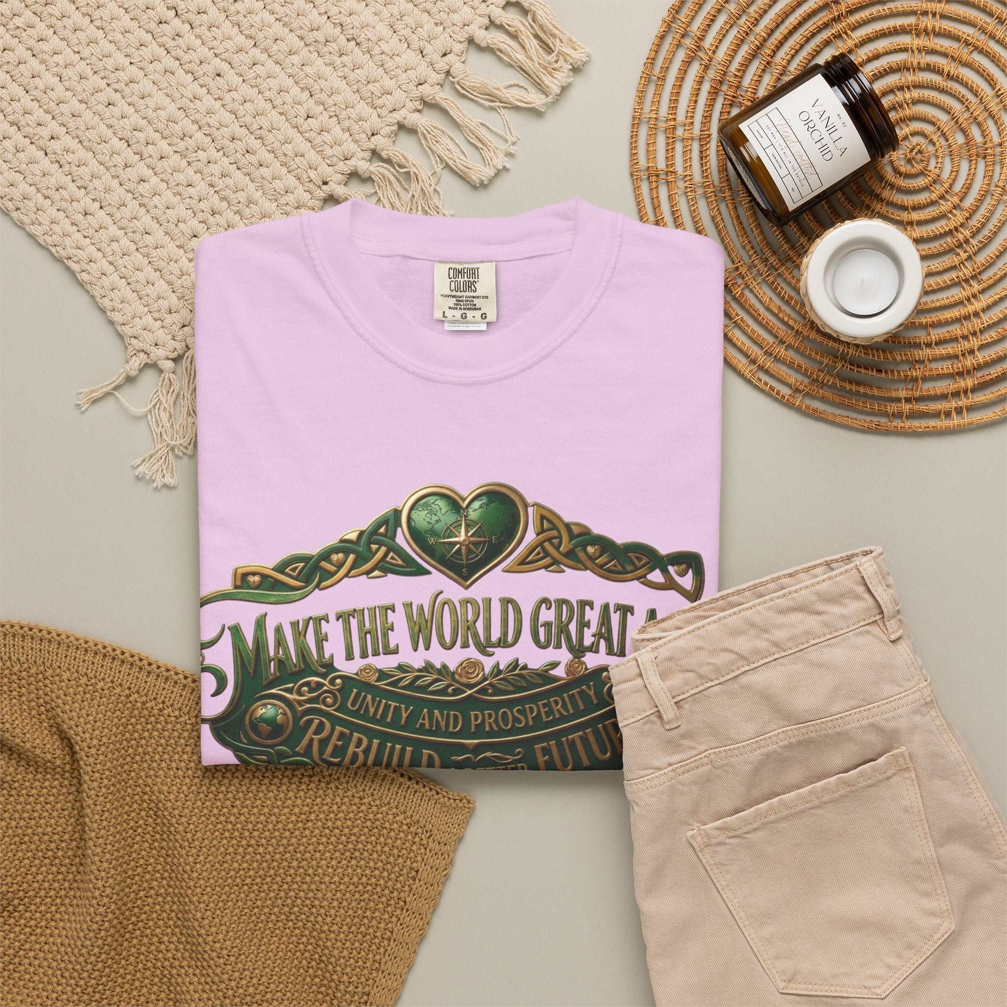 T-Shirt — 'Make the World Great Again' Vintage Green Crest Tee