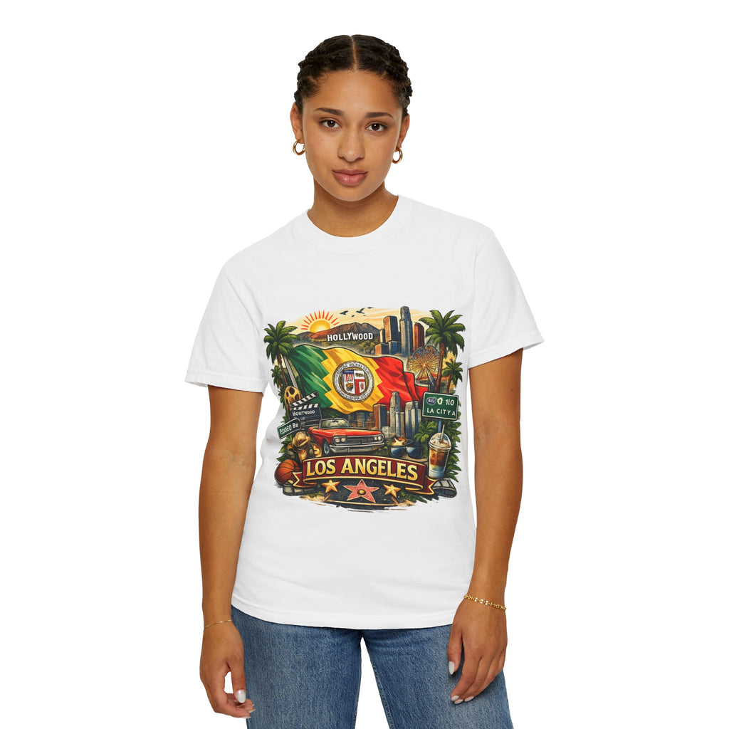 Los Angeles Vintage Graphic T-Shirt — LA Cityscape & Palm Trees Design