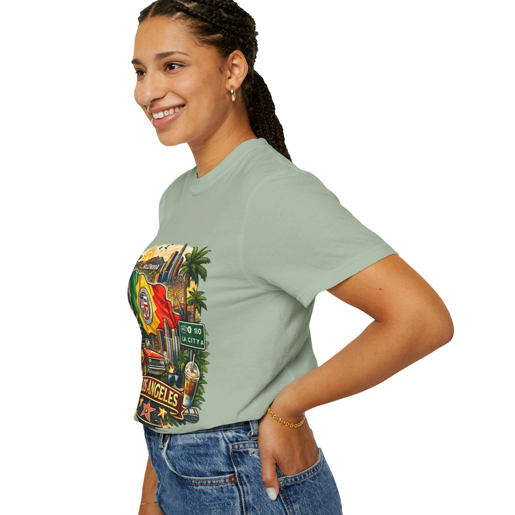 Los Angeles Vintage Graphic T-Shirt — LA Cityscape & Palm Trees Design