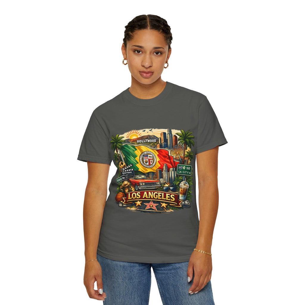 Los Angeles Vintage Graphic T-Shirt — LA Cityscape & Palm Trees Design