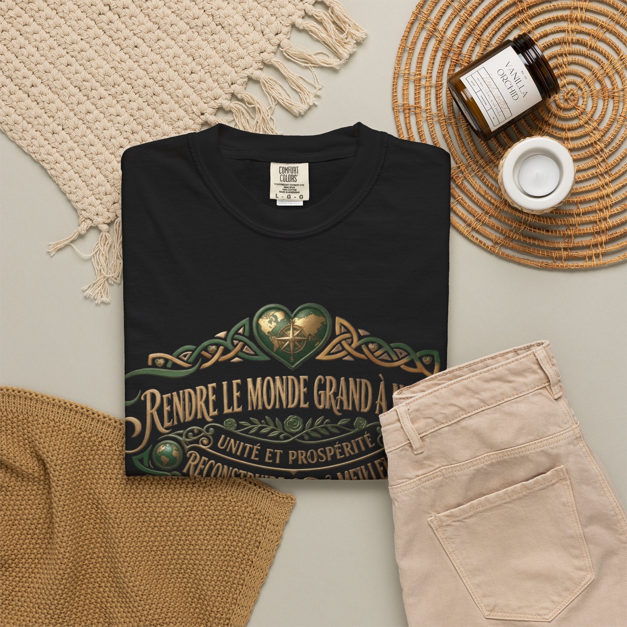 French Blessing T-Shirt — "Rendre le monde grand à nouveau" Vintage Heart Design