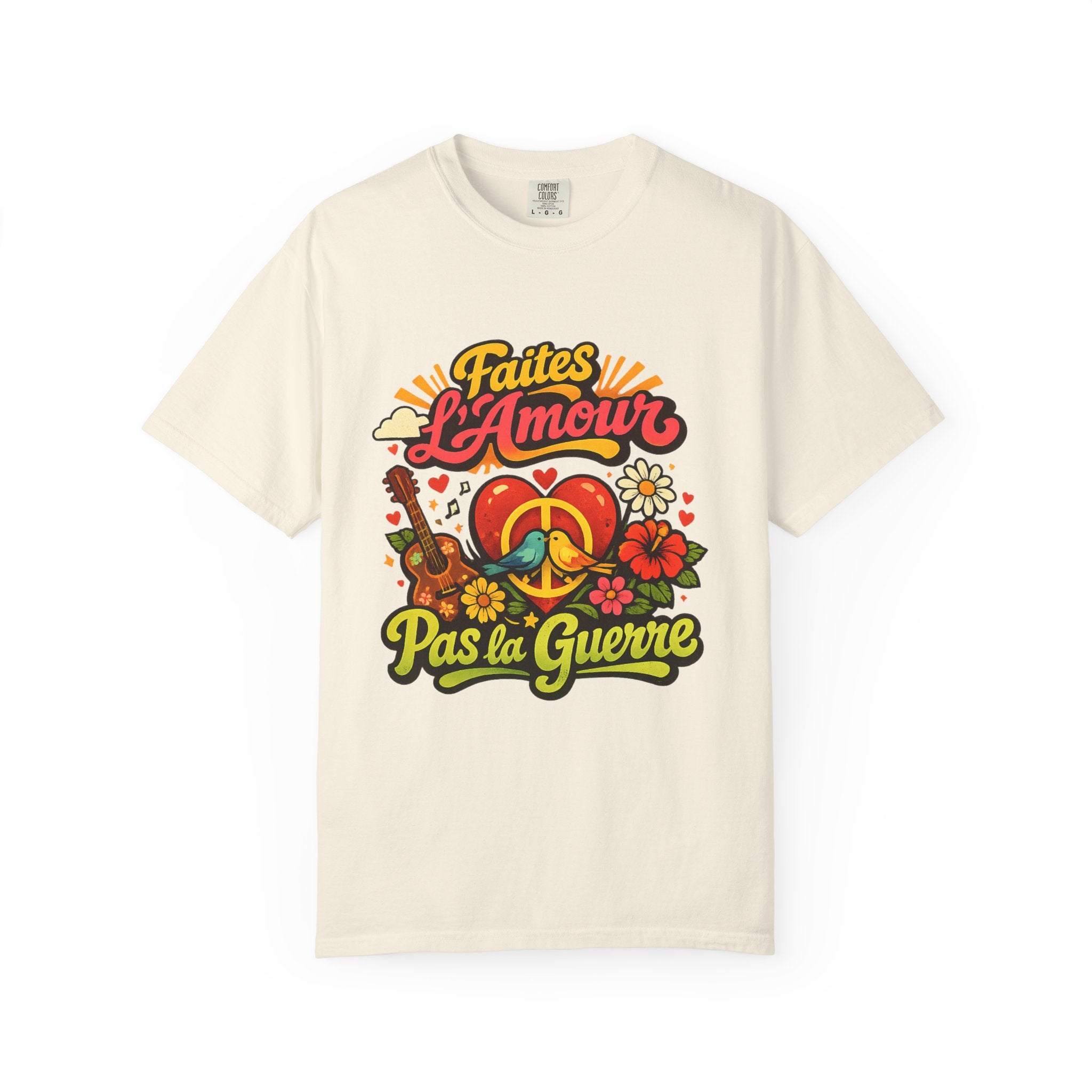T-Shirt — Faites L'Amour Pas La Guerre Retro Peace Floral Design