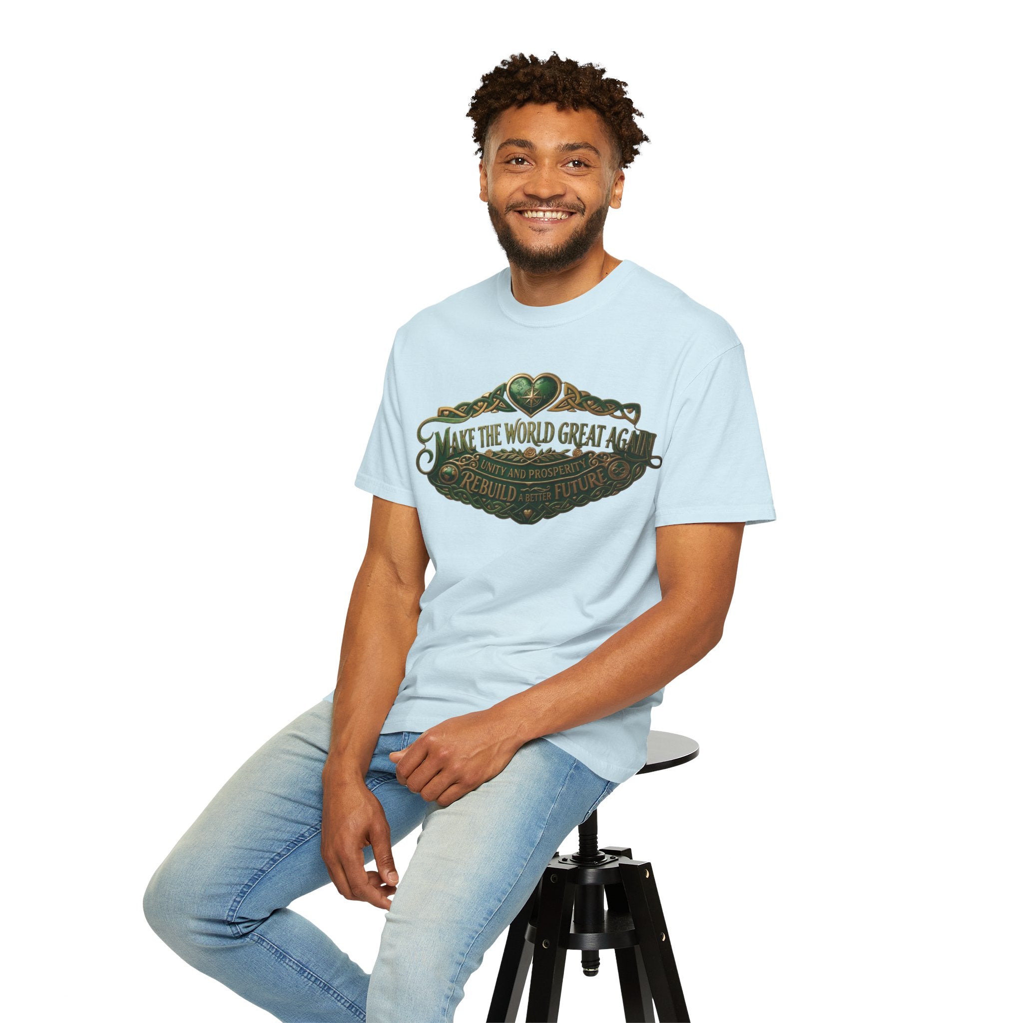 T-Shirt — 'Make the World Great Again' Vintage Green Crest Tee