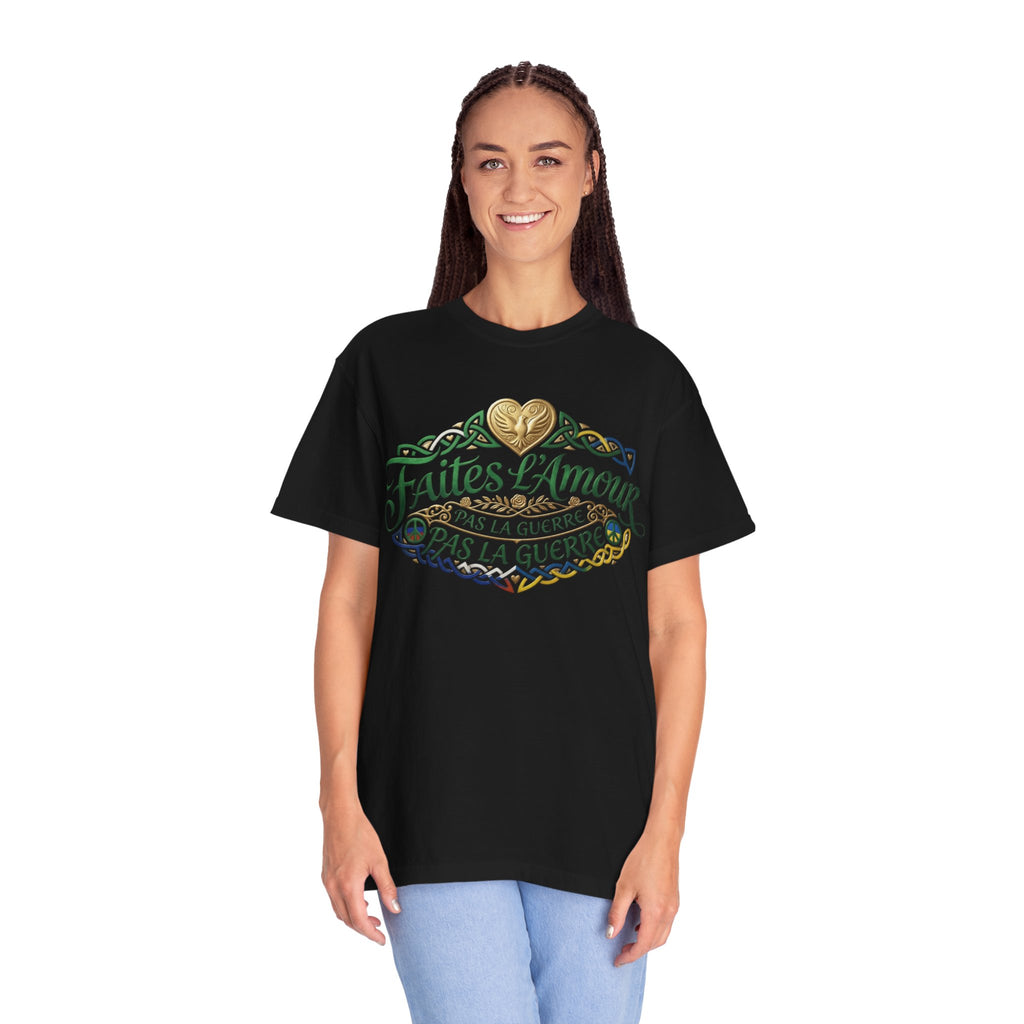 T-Shirt — Faites L'Amour Pas La Guerre Floral Script Graphic Tee