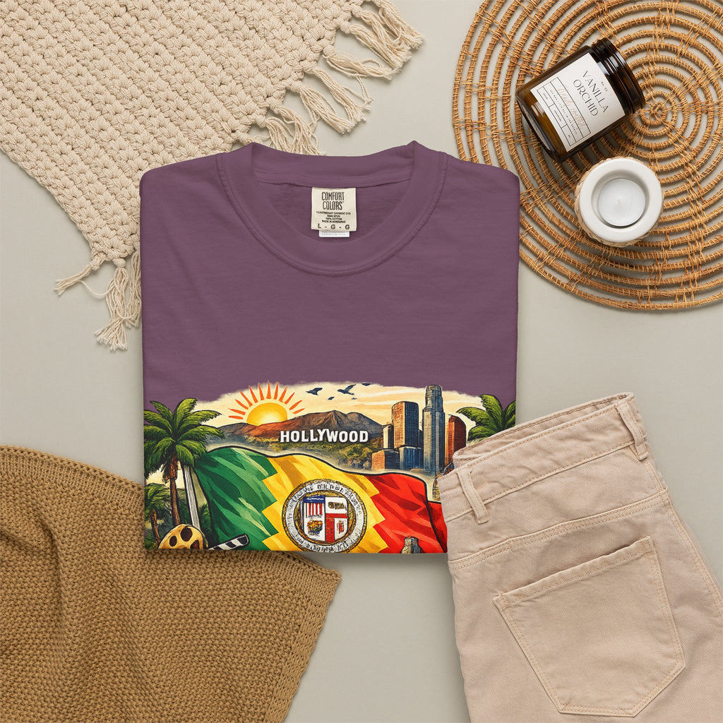Los Angeles Vintage Graphic T-Shirt — LA Cityscape & Palm Trees Design