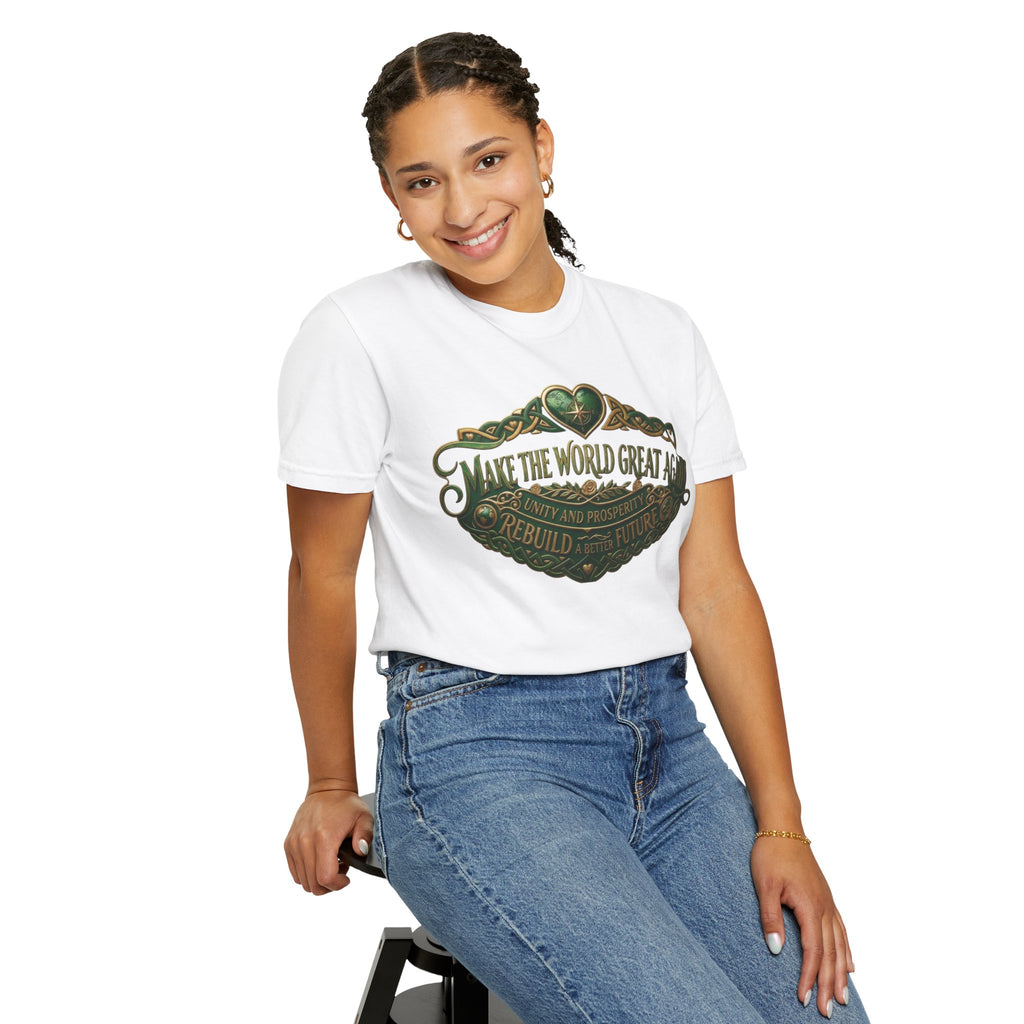 T-Shirt — 'Make the World Great Again' Vintage Green Crest Tee