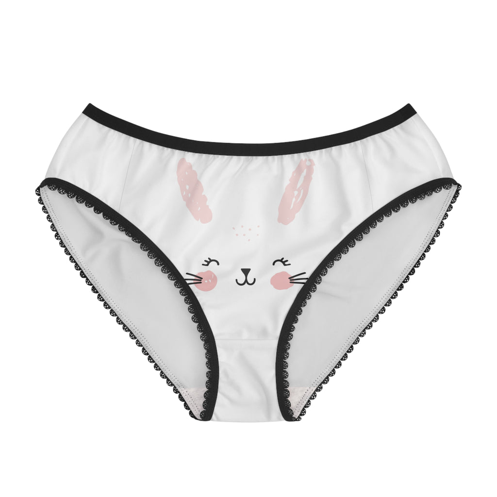 Cute Bunny Lace-Trim Women's Briefs – Pastel Bunny Face All-Over Print