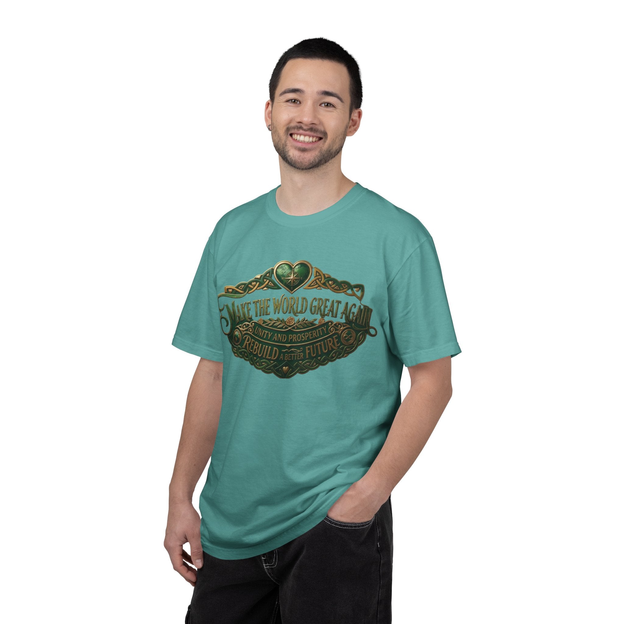 T-Shirt — 'Make the World Great Again' Vintage Green Crest Tee