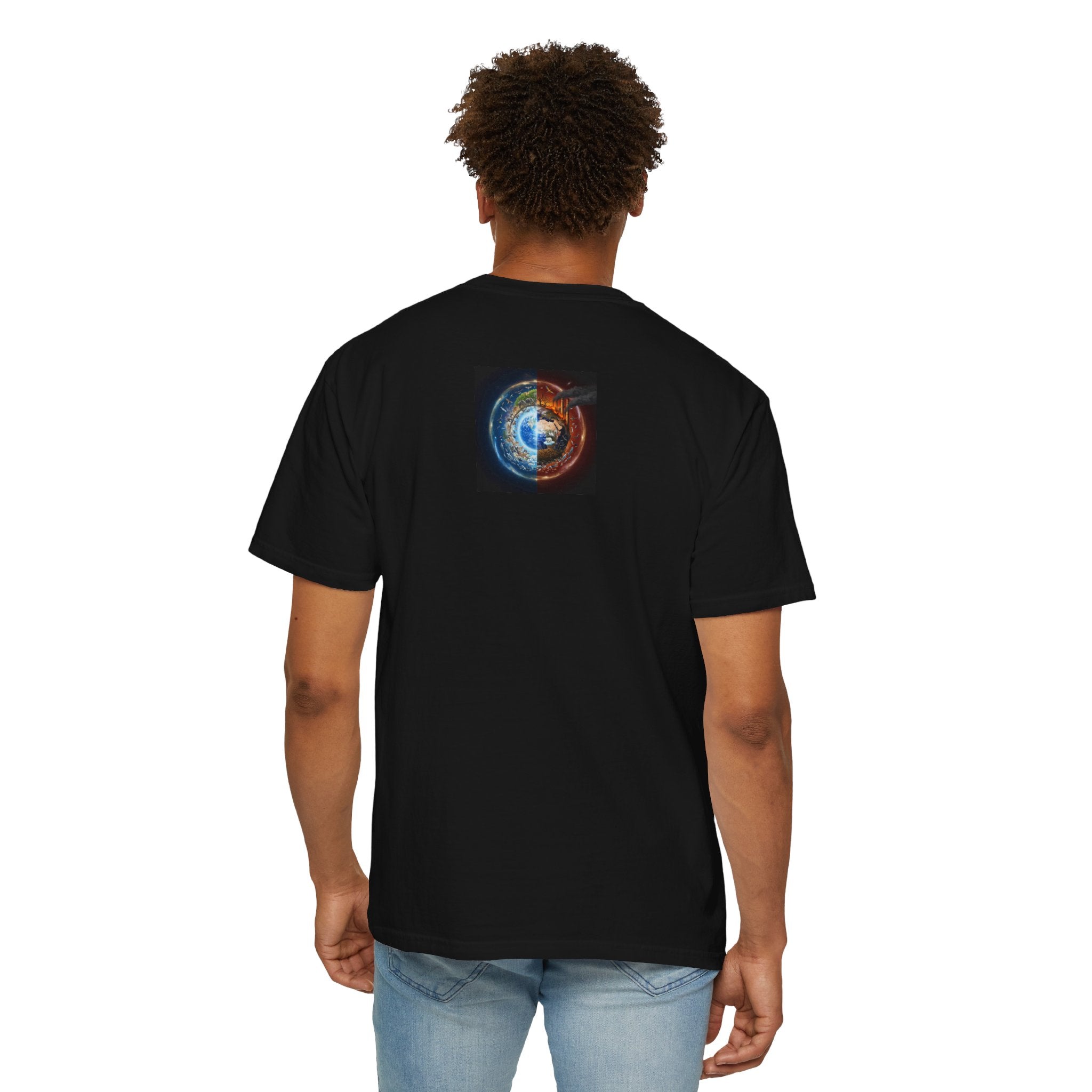 Earth Day Split World T-Shirt — Day & Night Planet Graphic Tee
