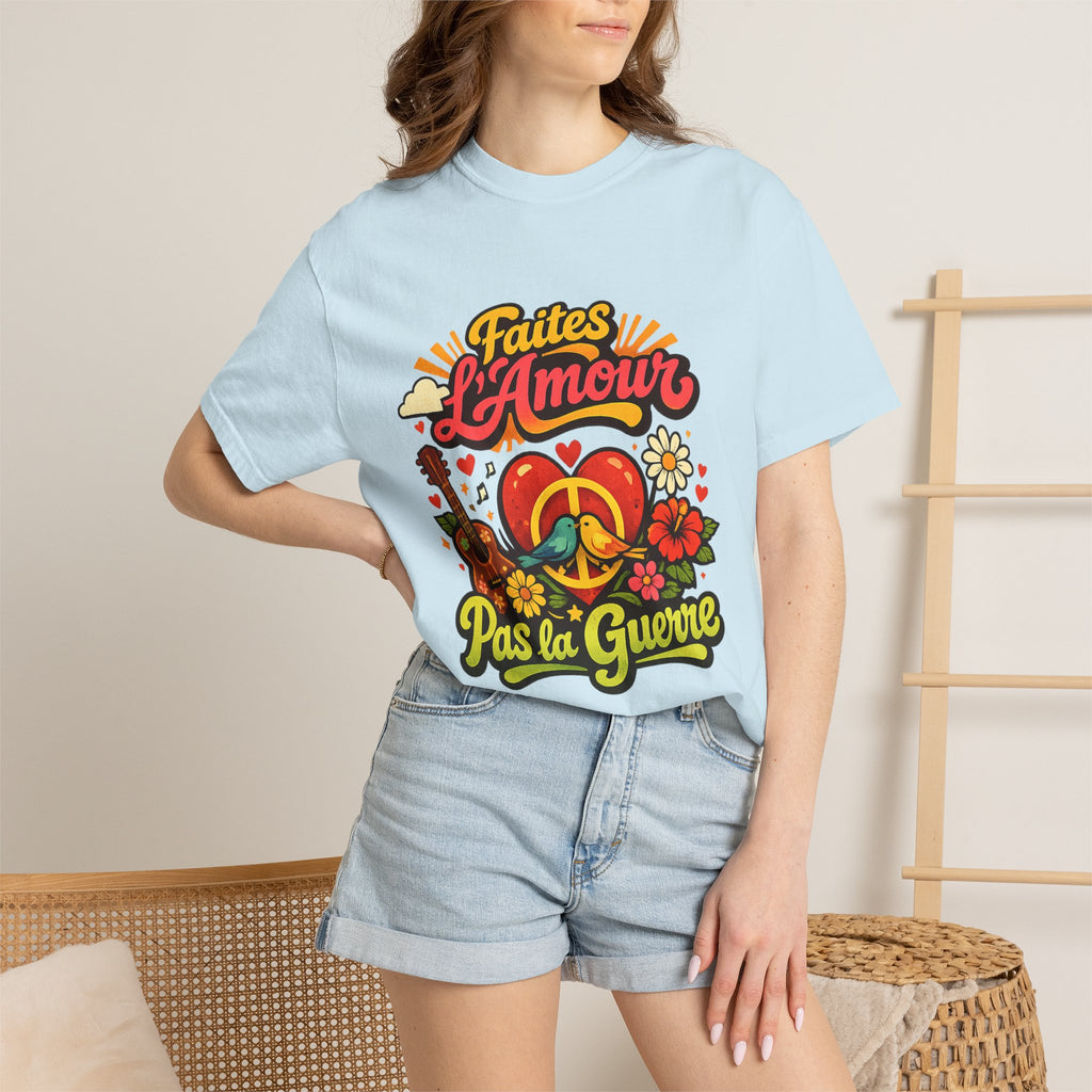 T-Shirt — Faites L'Amour Pas La Guerre Retro Peace Floral Design