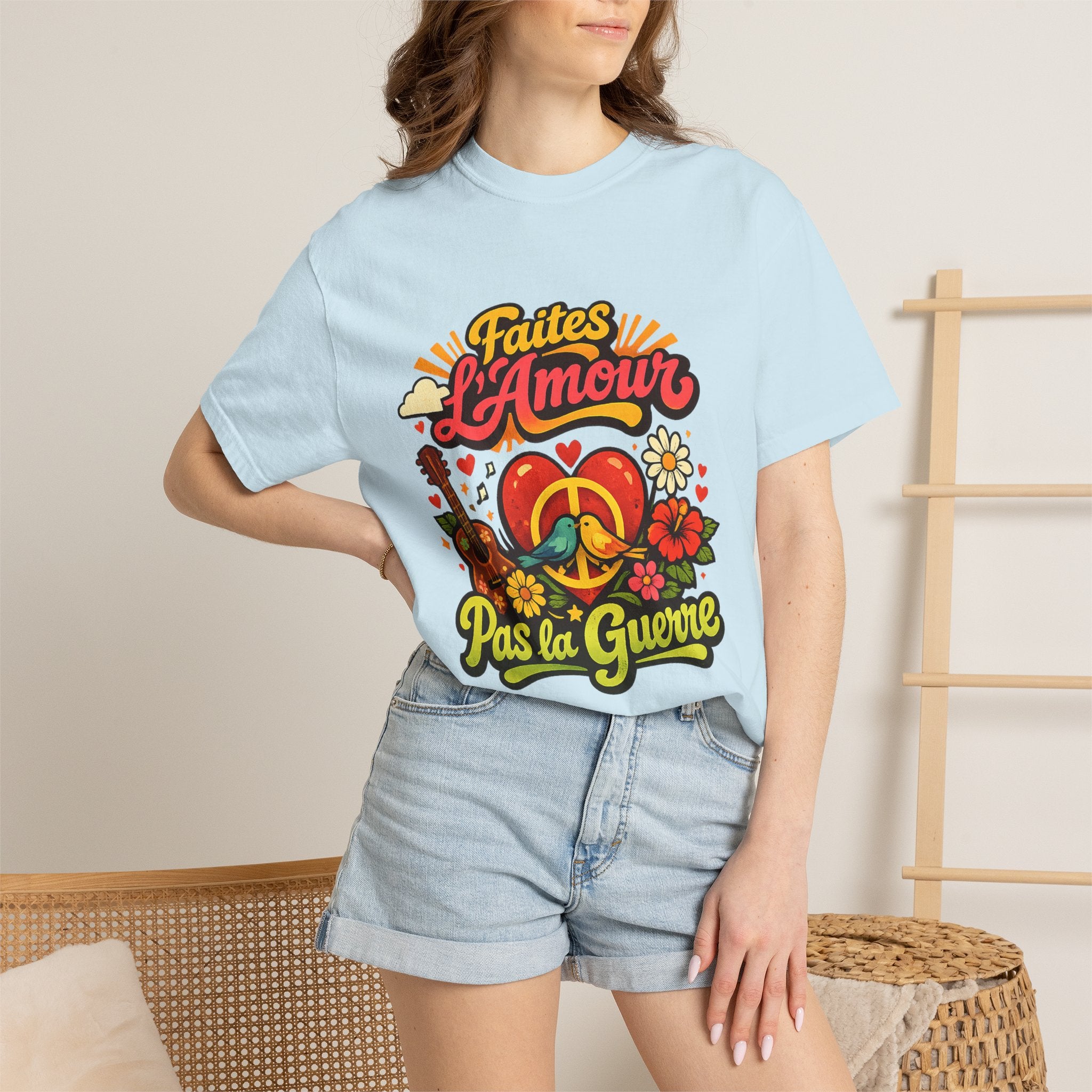 T-Shirt — Faites L'Amour Pas La Guerre Retro Peace Floral Design