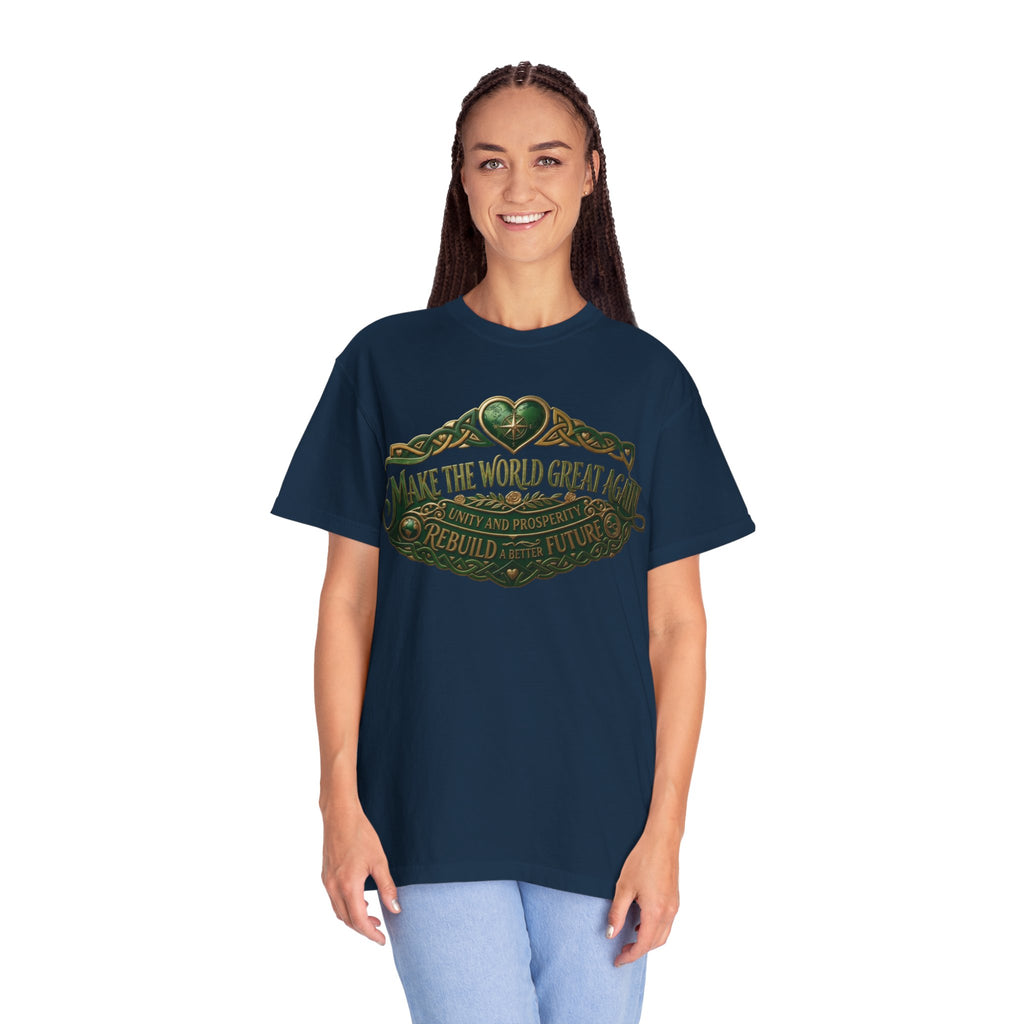 T-Shirt — 'Make the World Great Again' Vintage Green Crest Tee