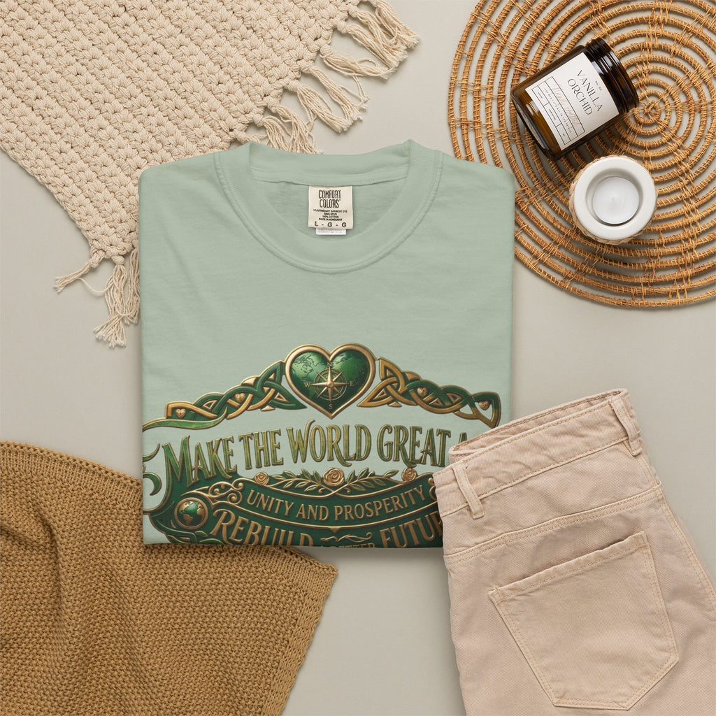 T-Shirt — 'Make the World Great Again' Vintage Green Crest Tee