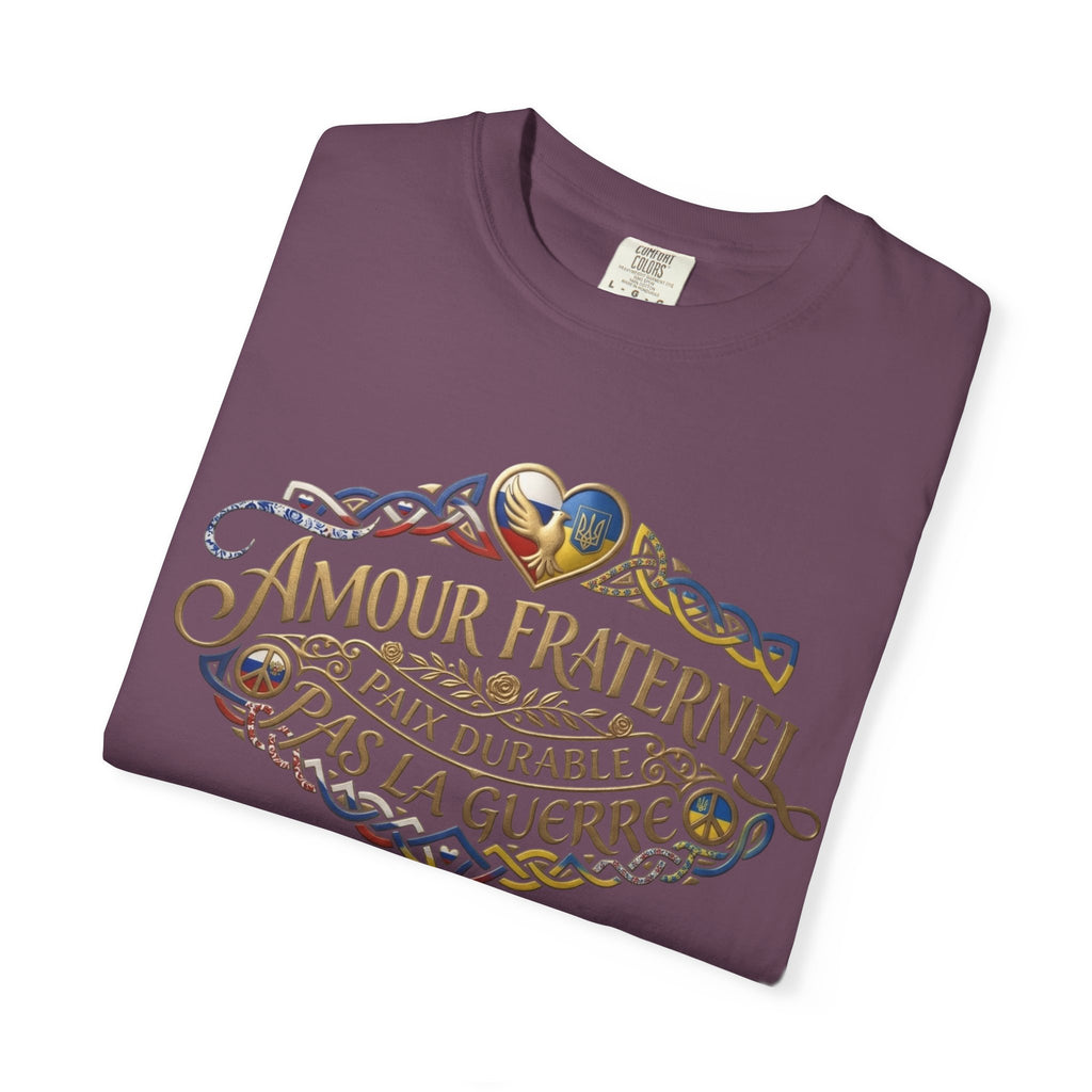 T-Shirt — Amour Fraternel "Paix Durable Pas La Guerre" Vintage Heart Peace Design