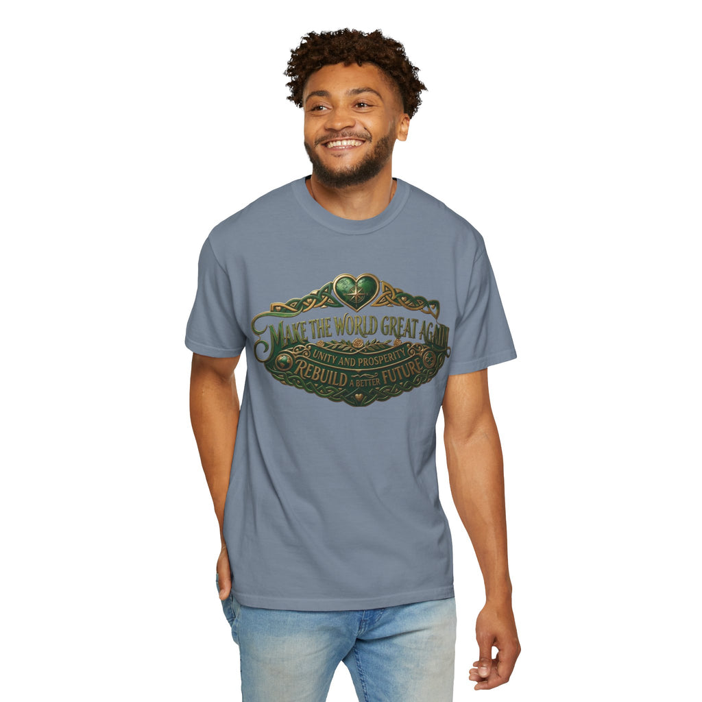 T-Shirt — 'Make the World Great Again' Vintage Green Crest Tee