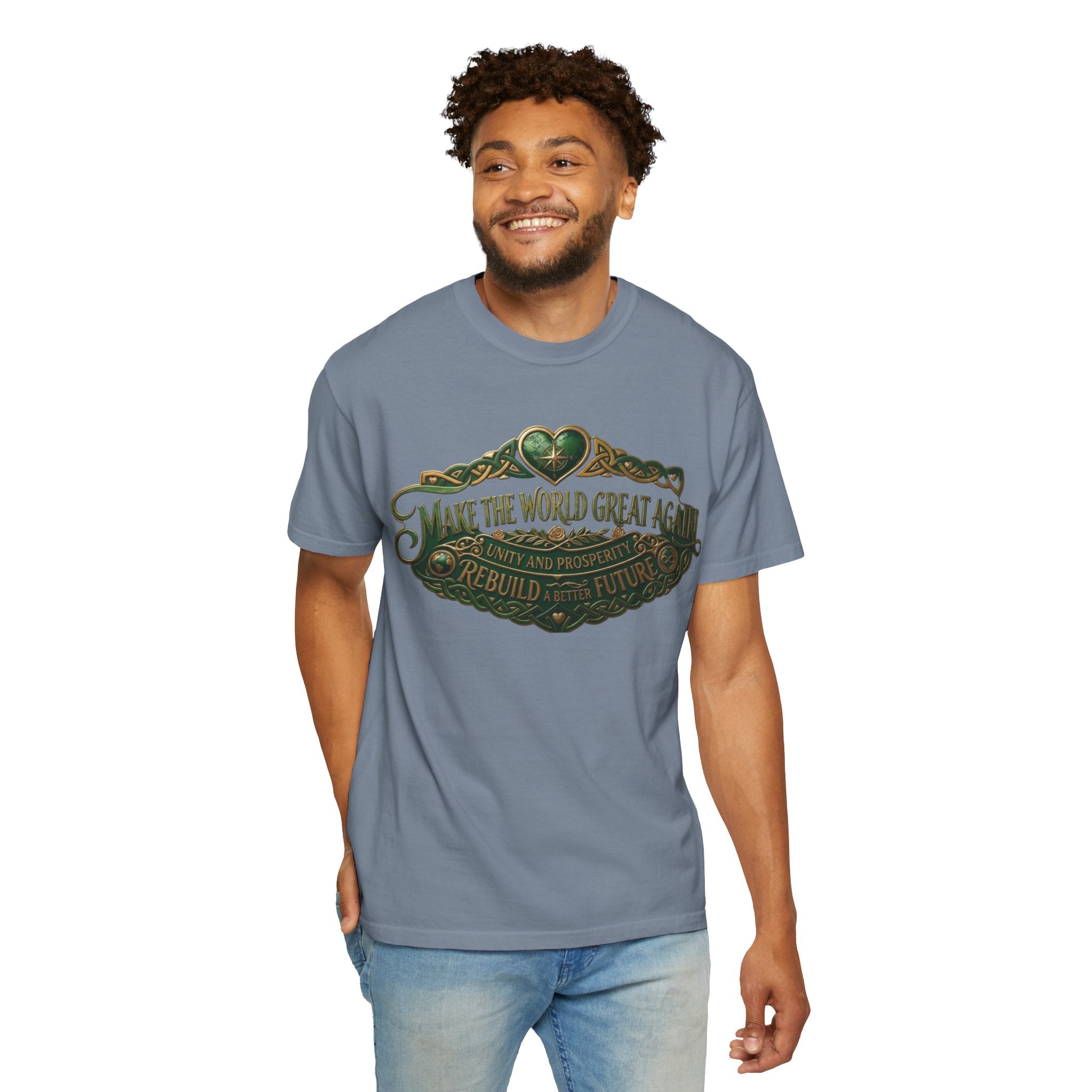 T-Shirt — 'Make the World Great Again' Vintage Green Crest Tee