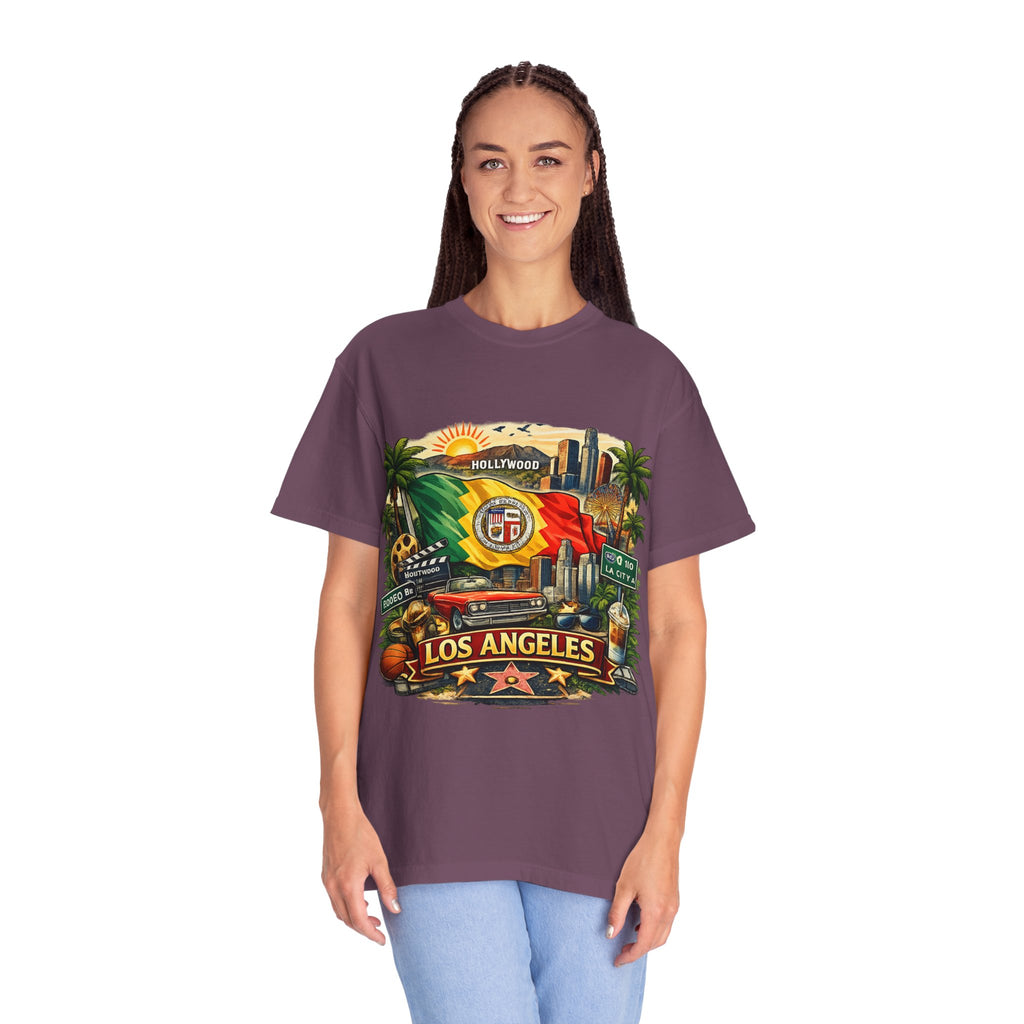 Los Angeles Vintage Graphic T-Shirt — LA Cityscape & Palm Trees Design