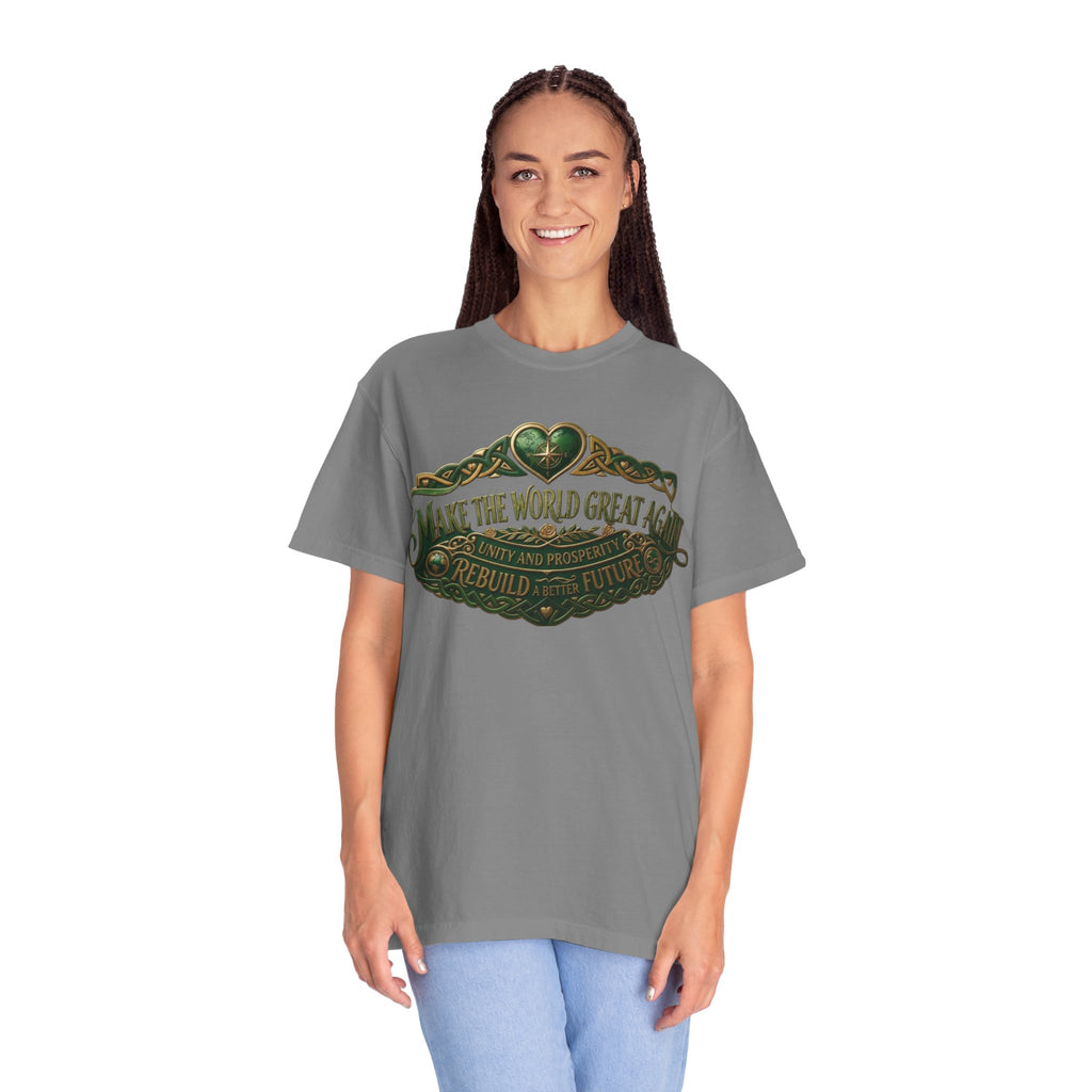 T-Shirt — 'Make the World Great Again' Vintage Green Crest Tee