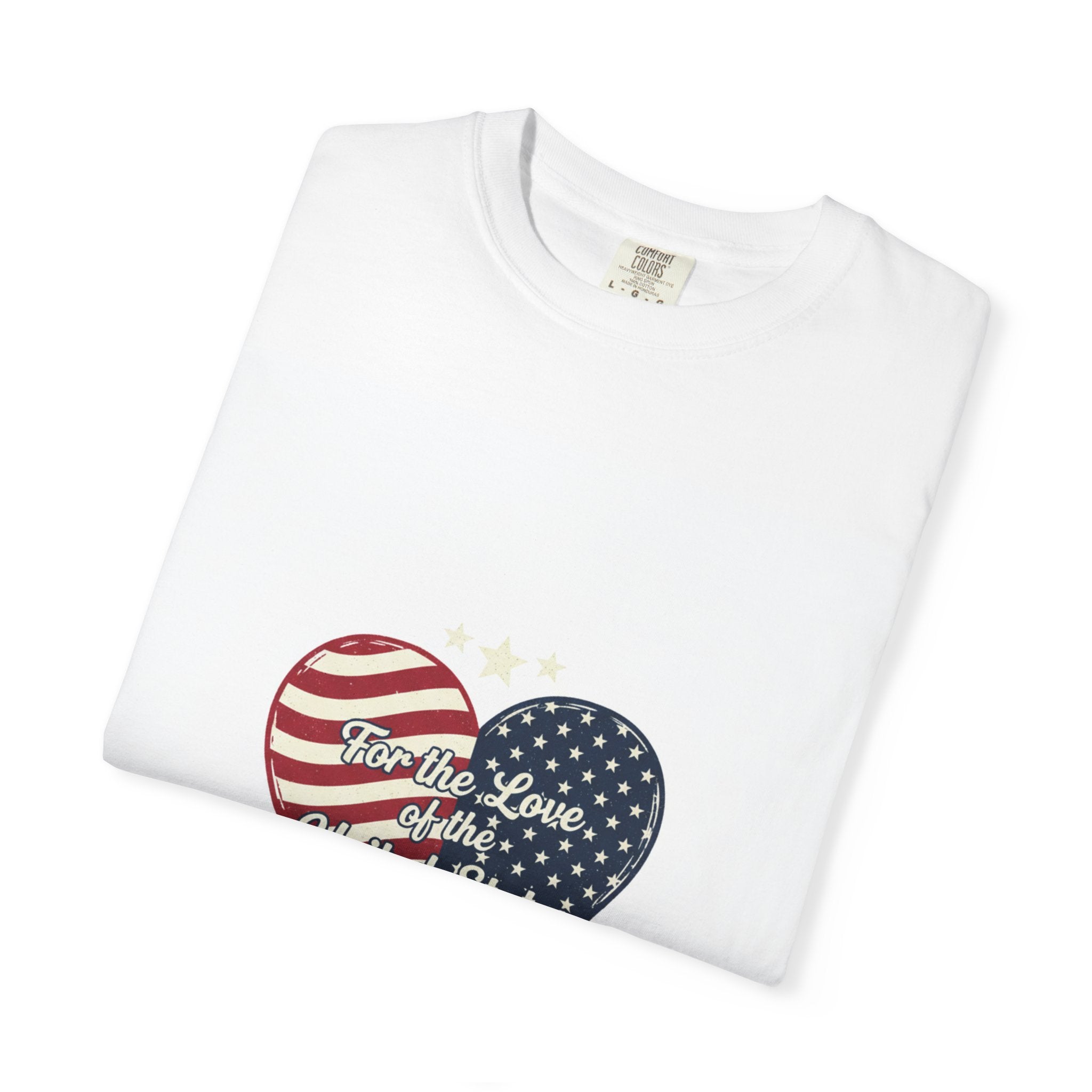 Patriotic Heart T-Shirt – "For the Love of the United States" Flag Design