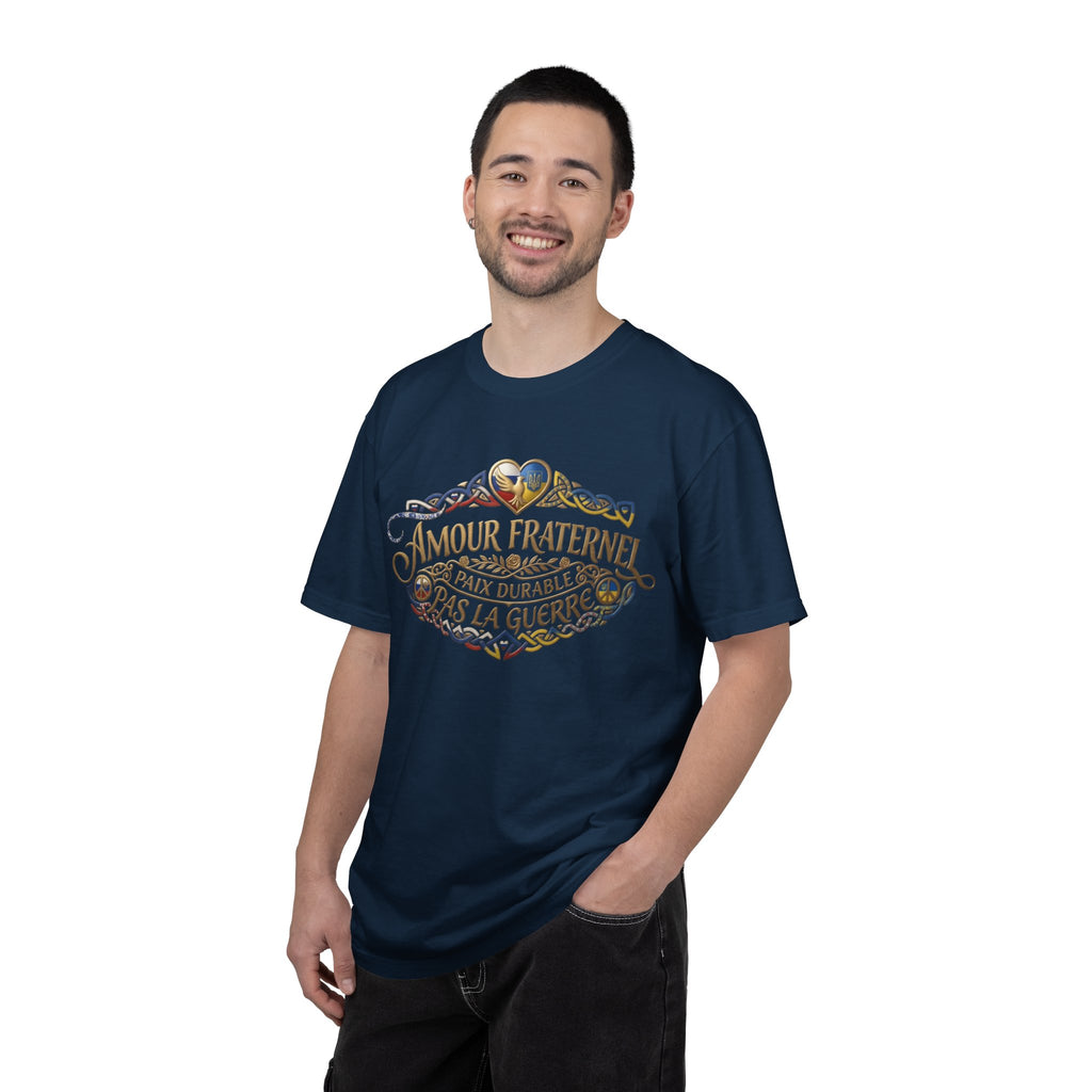 T-Shirt — Amour Fraternel "Paix Durable Pas La Guerre" Vintage Heart Peace Design