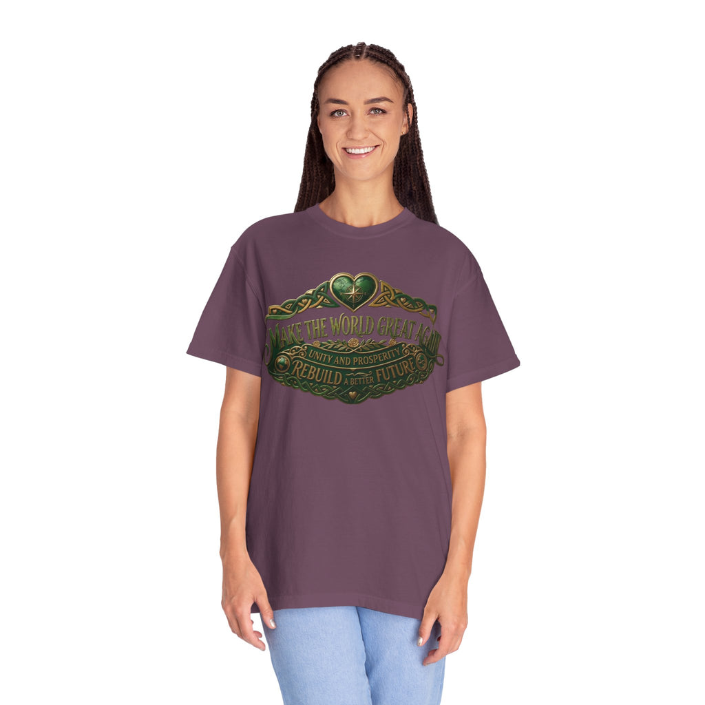 T-Shirt — 'Make the World Great Again' Vintage Green Crest Tee