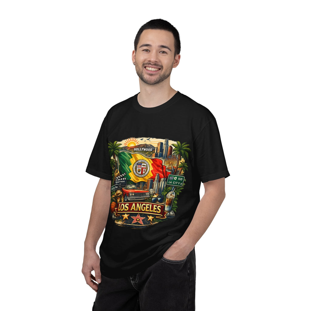 Los Angeles Vintage Graphic T-Shirt — LA Cityscape & Palm Trees Design