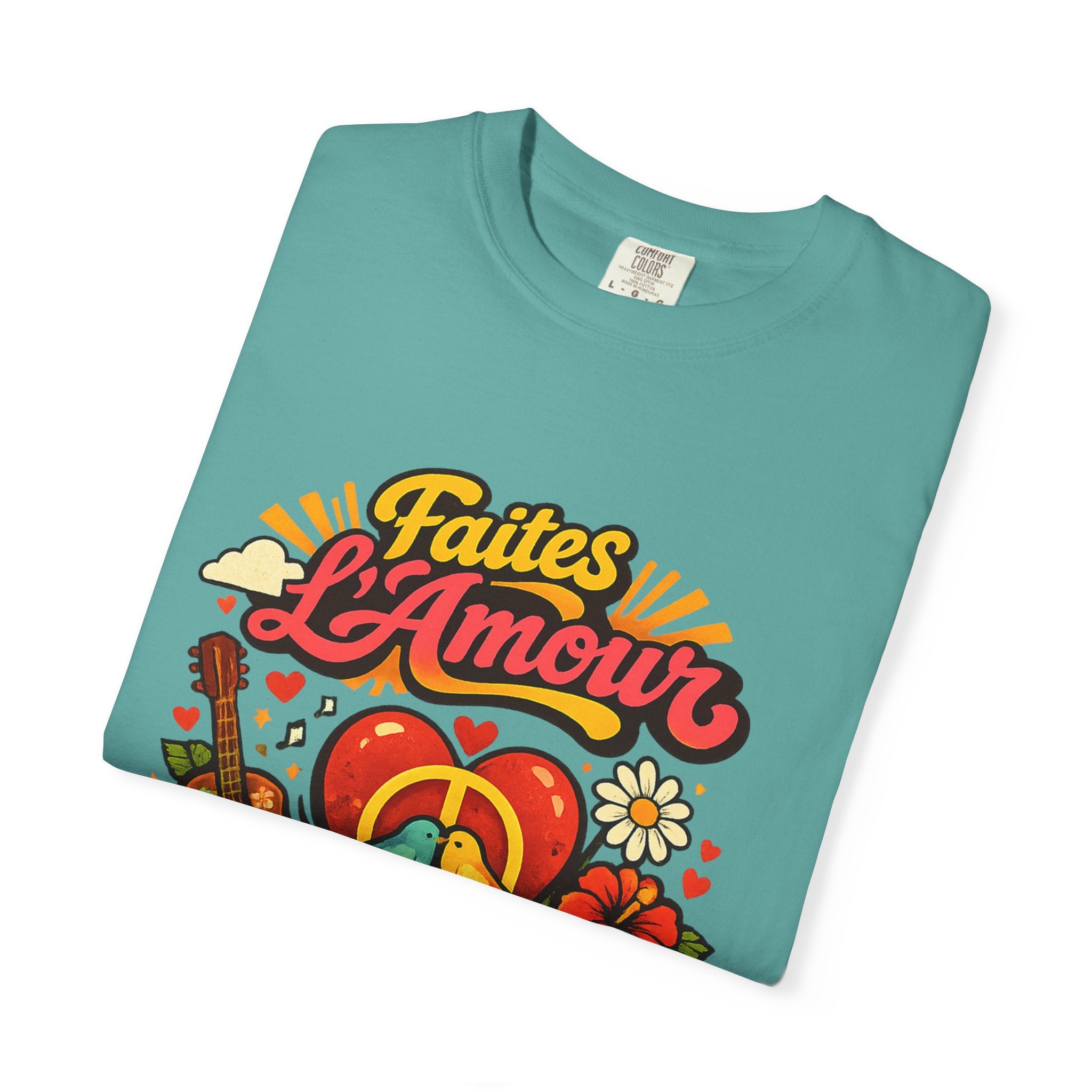 T-Shirt — Faites L'Amour Pas La Guerre Retro Peace Floral Design