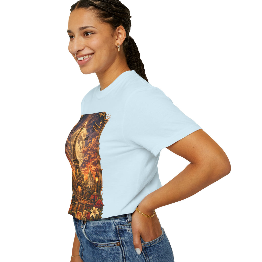 Eiffel Tower Paris Vintage Travel T-Shirt — Moonlit Scenic Souvenir Tee