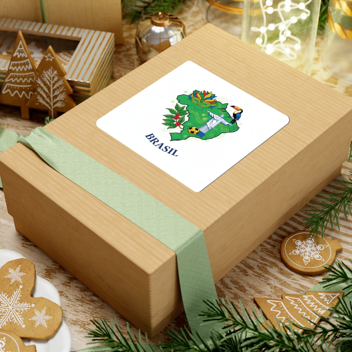 Brazil Map Sticker — Brasil Carnaval, Christ the Redeemer & Toucan Travel Decal