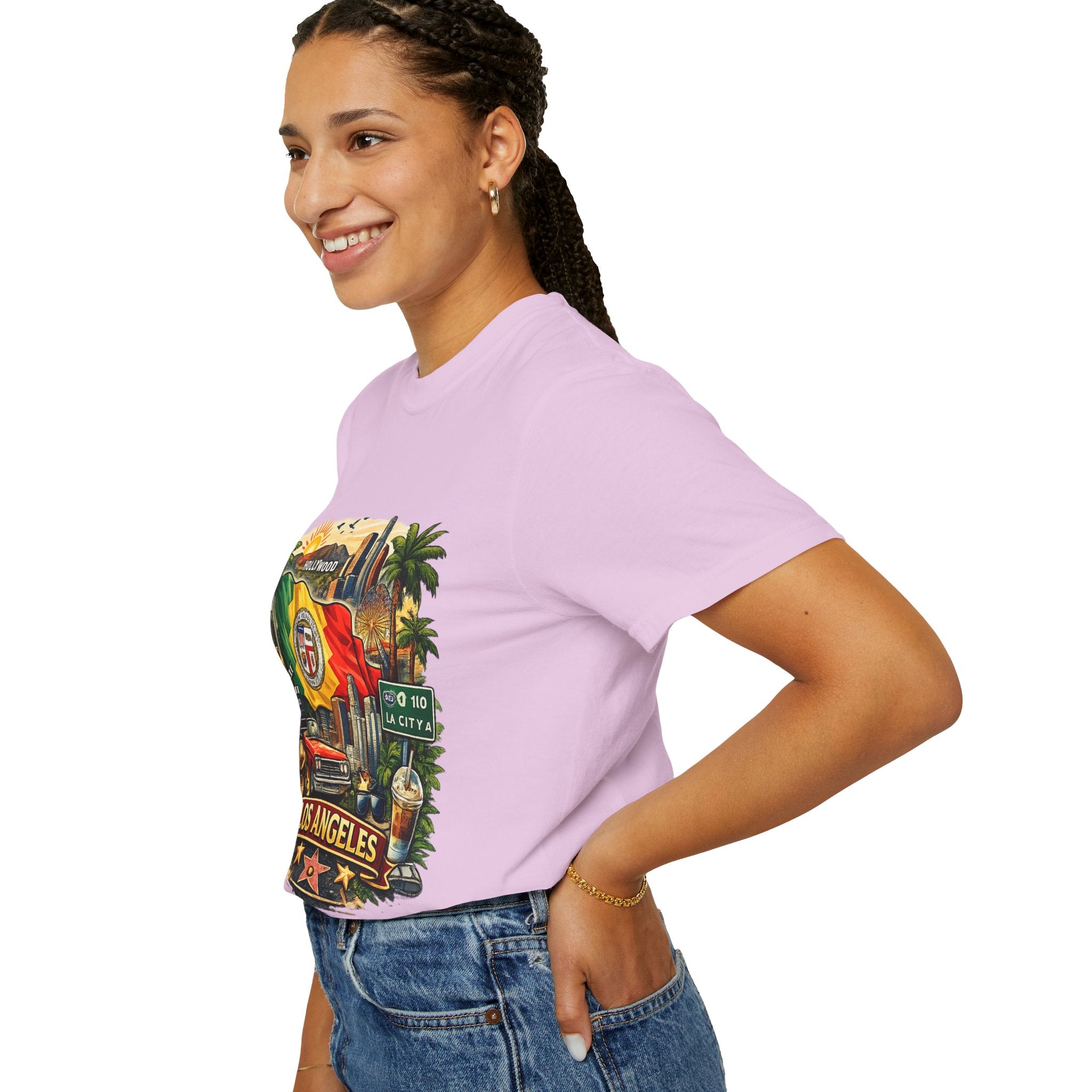 Los Angeles Vintage Graphic T-Shirt — LA Cityscape & Palm Trees Design