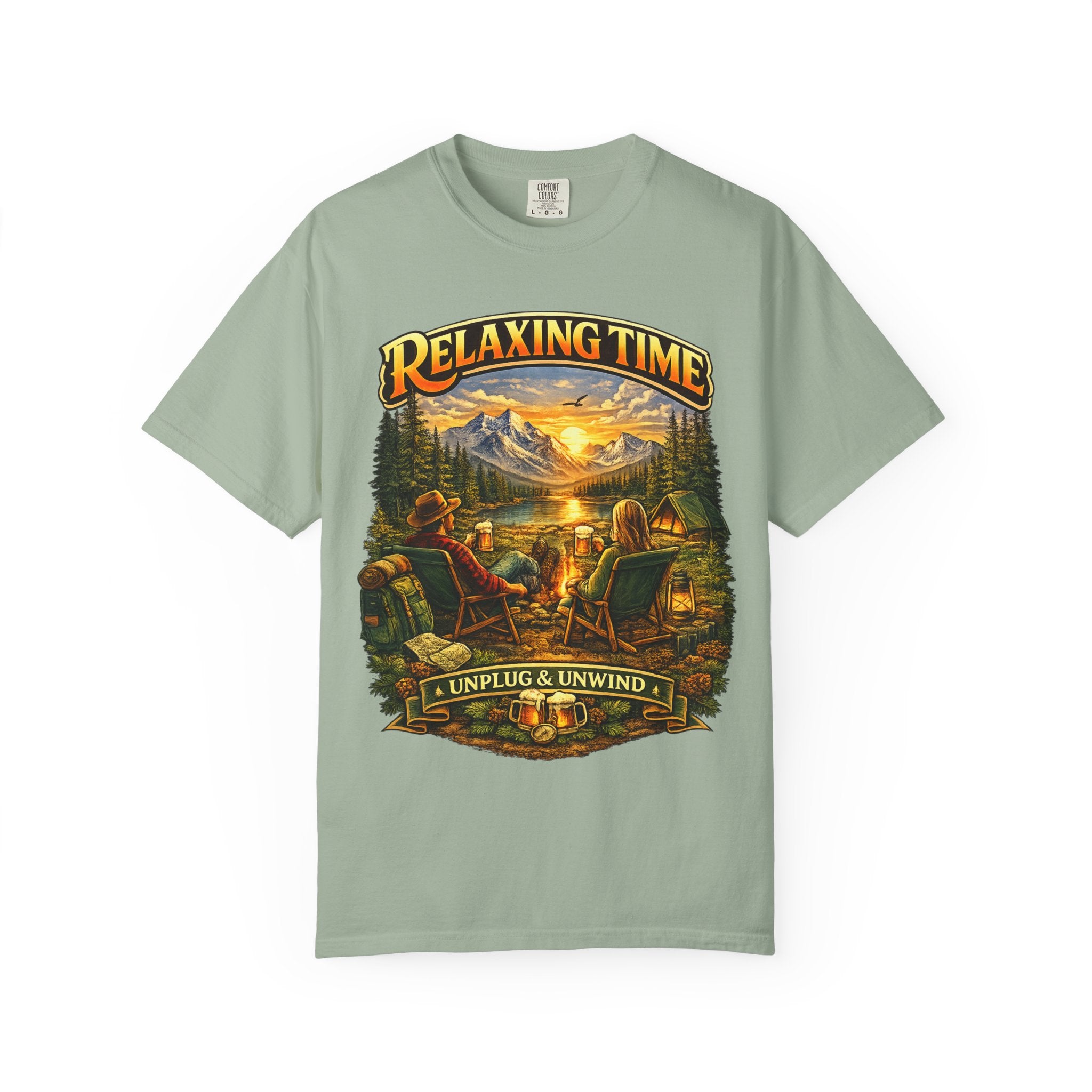 Relaxing Time T-Shirt — "Unplug & Unwind" Camping Graphic Tee