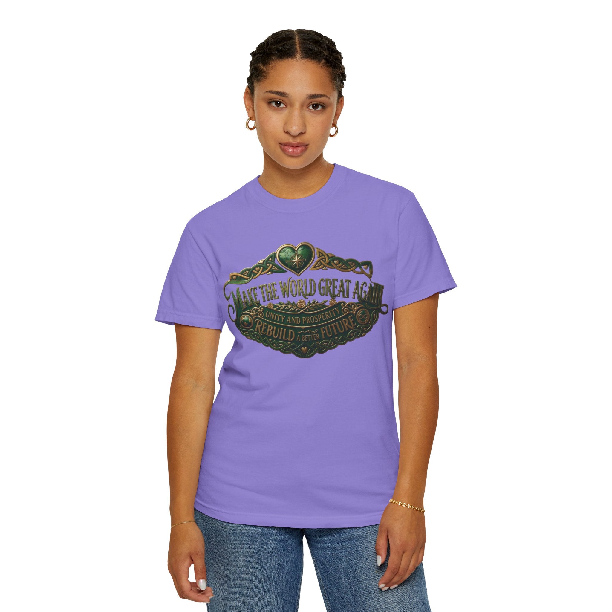 T-Shirt — 'Make the World Great Again' Vintage Green Crest Tee