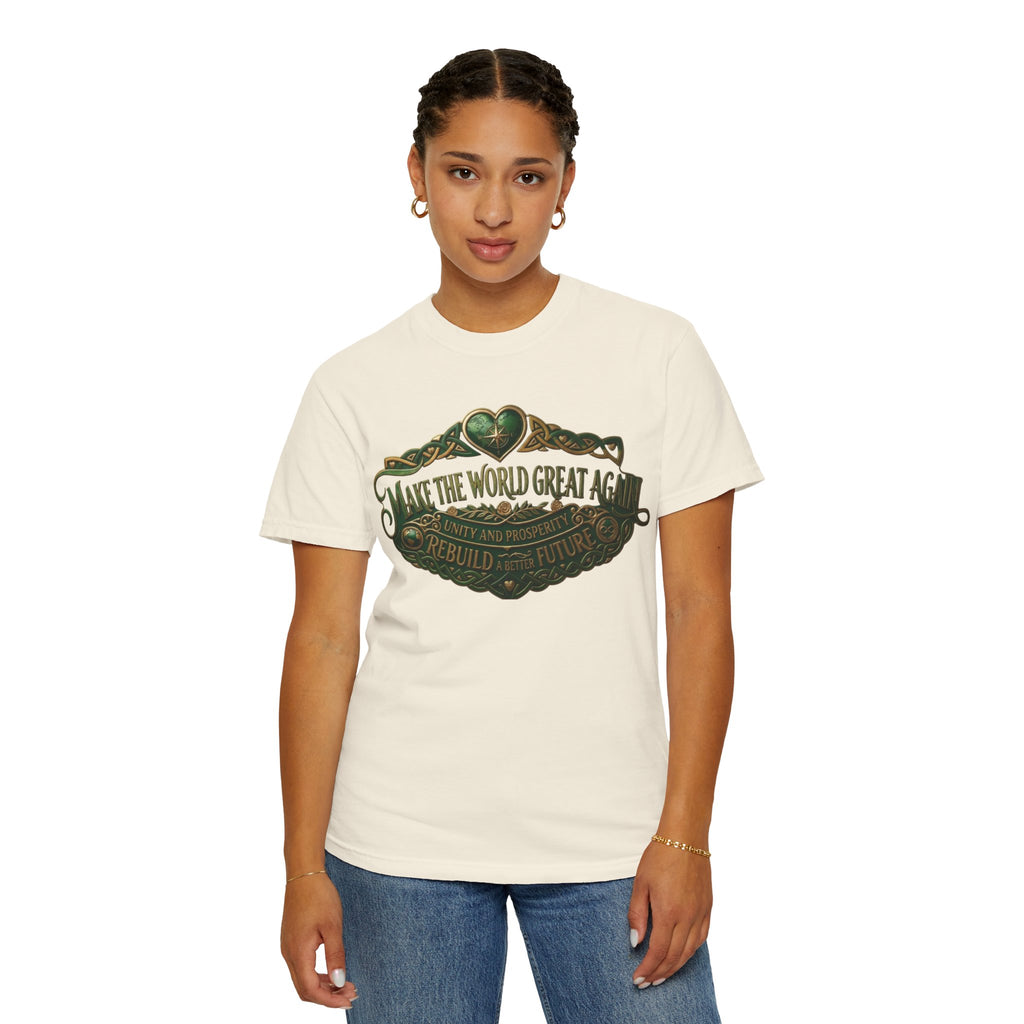 T-Shirt — 'Make the World Great Again' Vintage Green Crest Tee