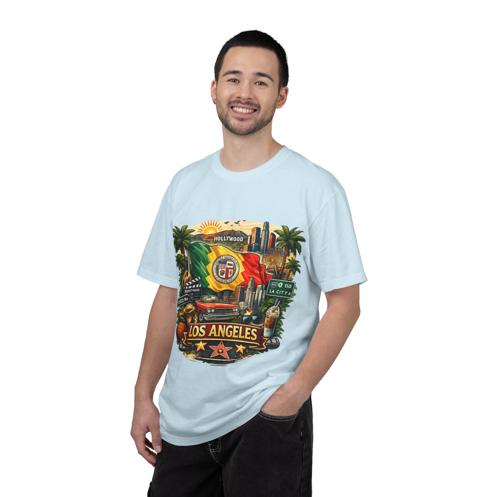 Los Angeles Vintage Graphic T-Shirt — LA Cityscape & Palm Trees Design