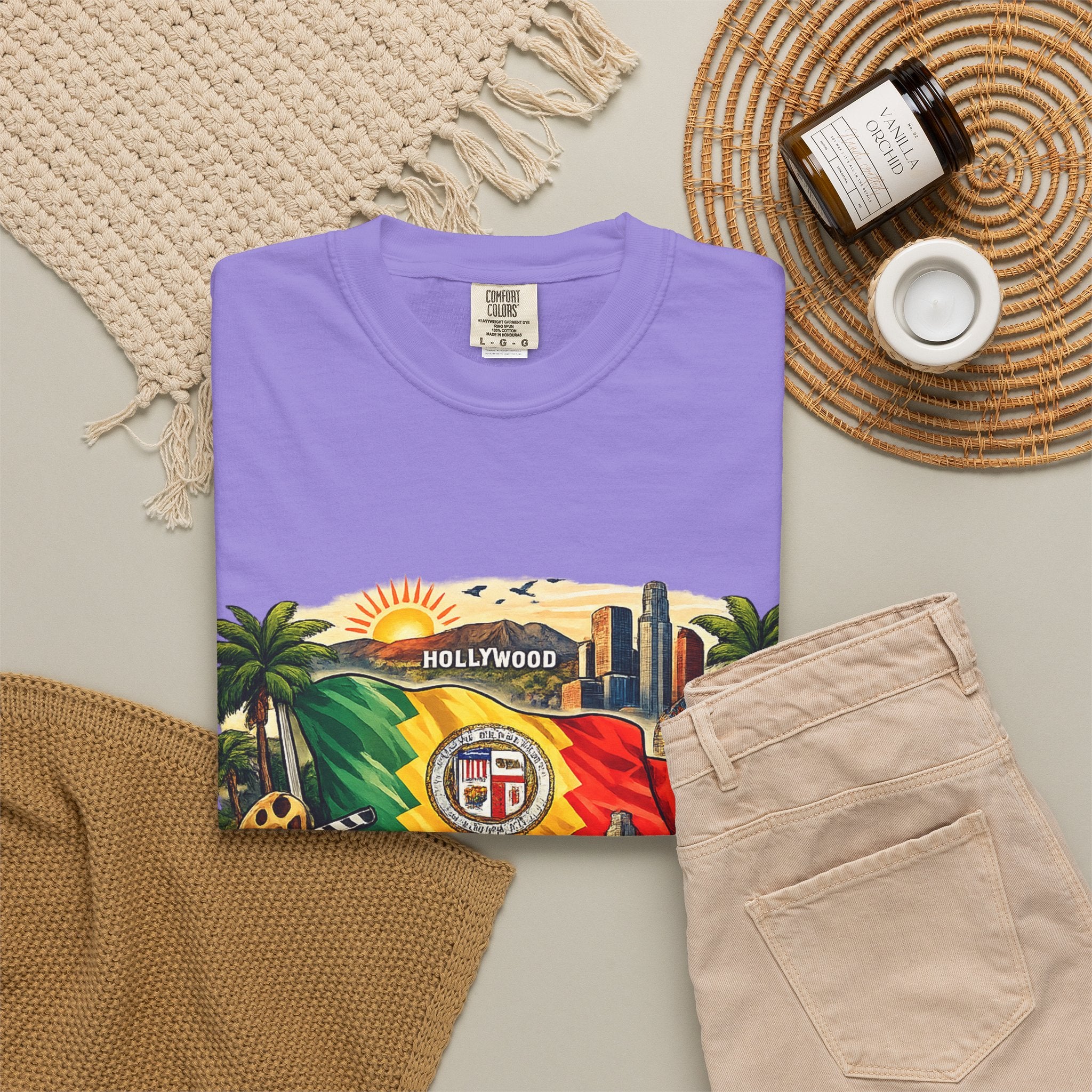 Los Angeles Vintage Graphic T-Shirt — LA Cityscape & Palm Trees Design