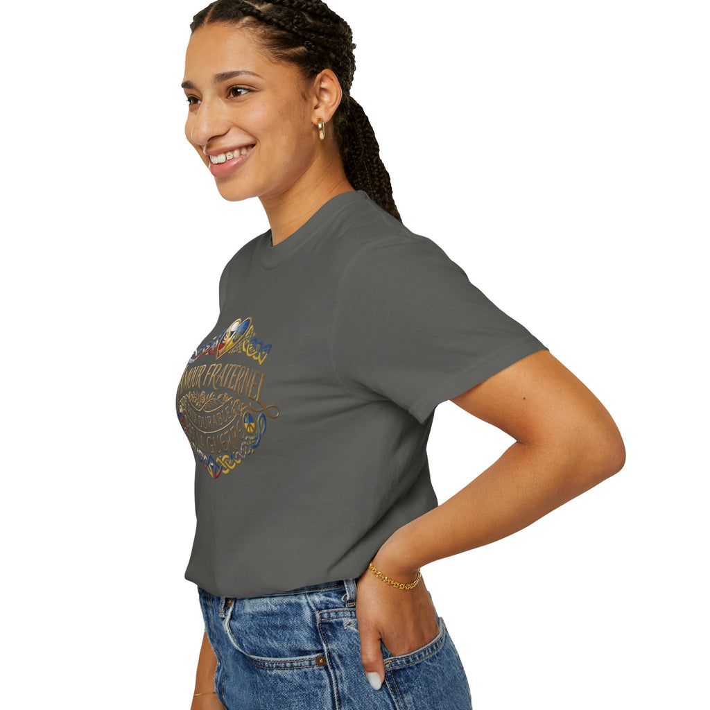 T-Shirt — Amour Fraternel "Paix Durable Pas La Guerre" Vintage Heart Peace Design