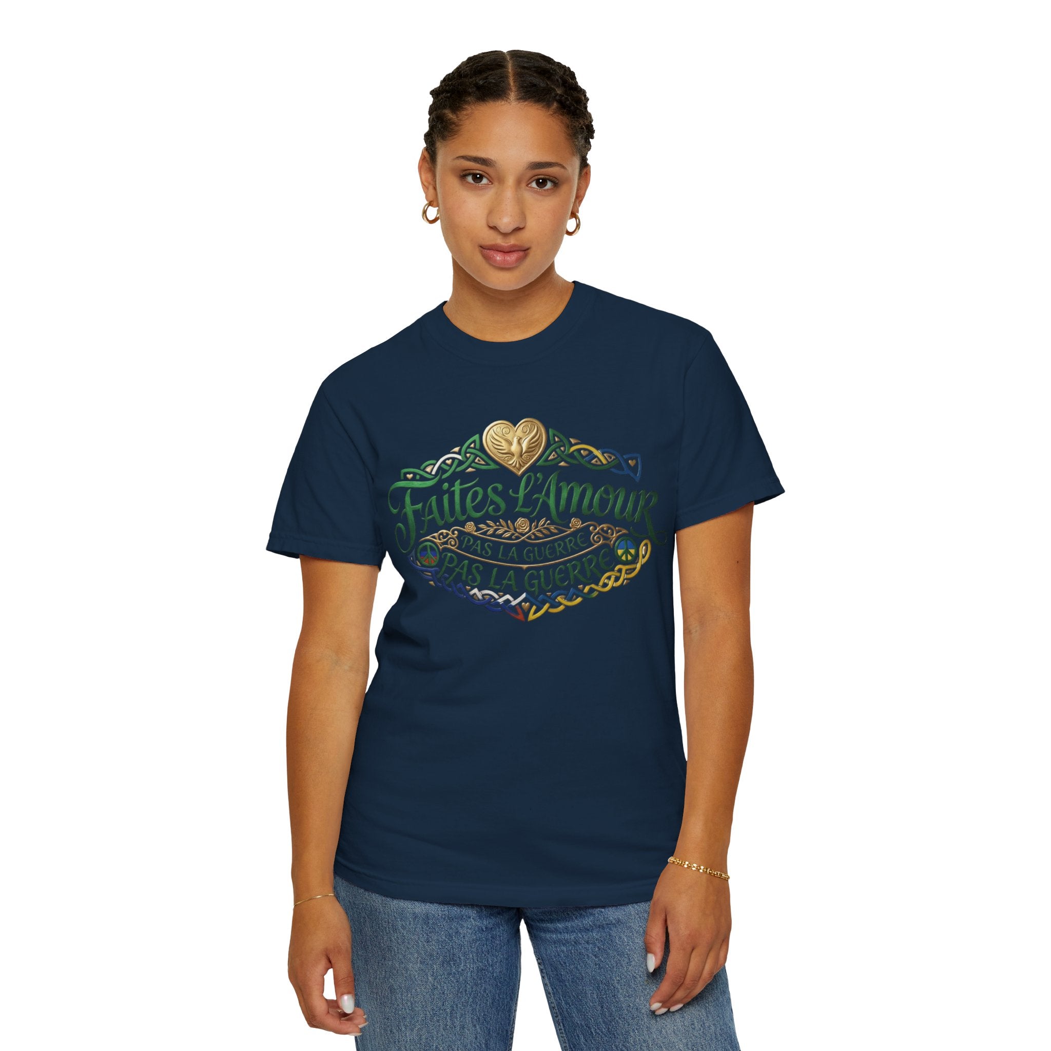 T-Shirt — Faites L'Amour Pas La Guerre Floral Script Graphic Tee