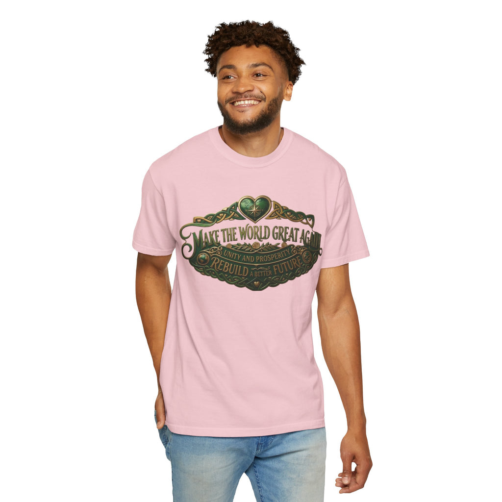T-Shirt — 'Make the World Great Again' Vintage Green Crest Tee