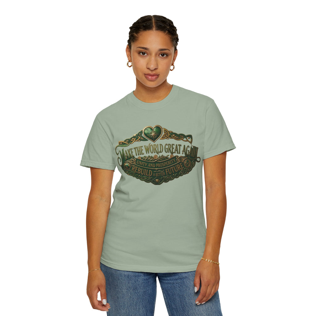 T-Shirt — 'Make the World Great Again' Vintage Green Crest Tee