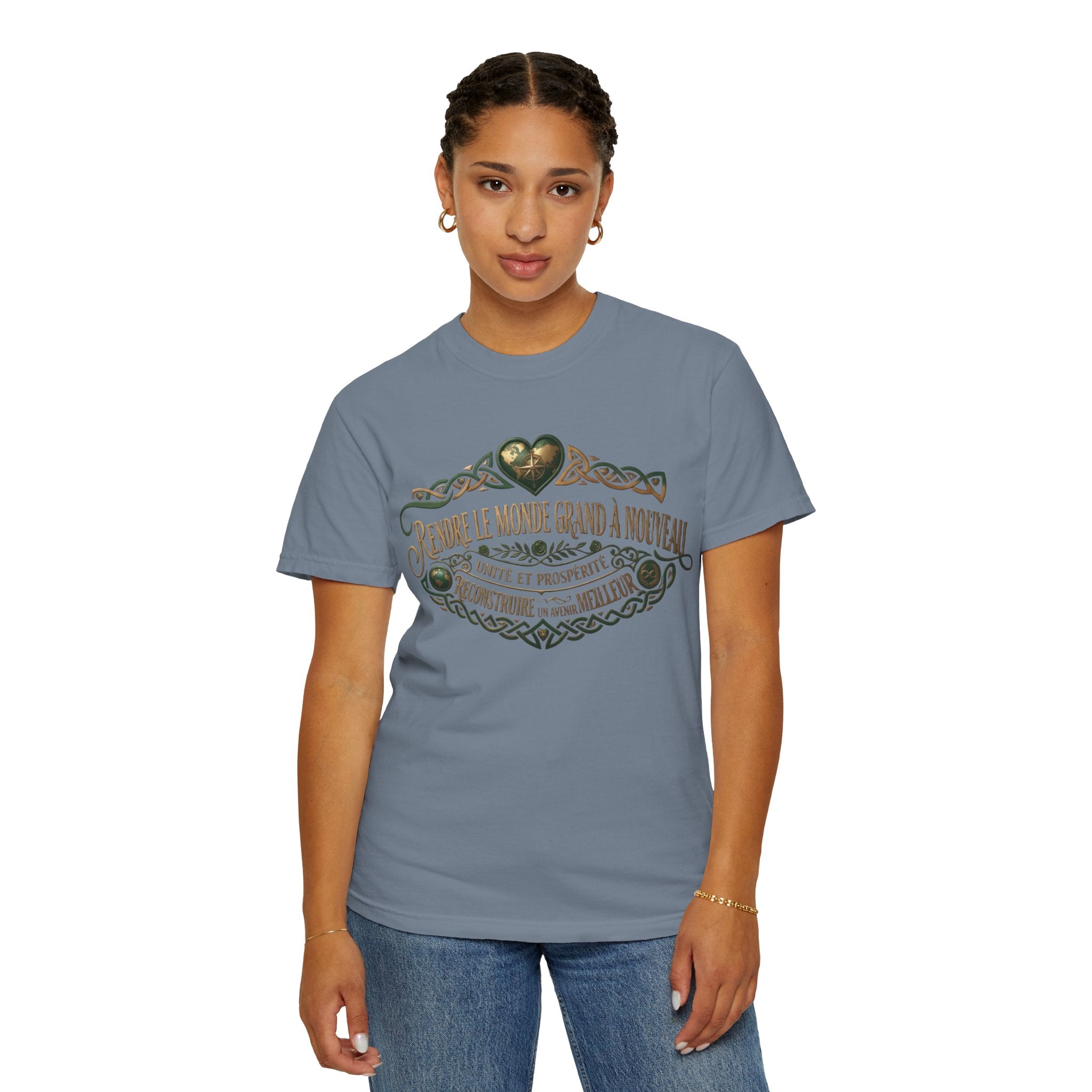 French Blessing T-Shirt — "Rendre le monde grand à nouveau" Vintage Heart Design