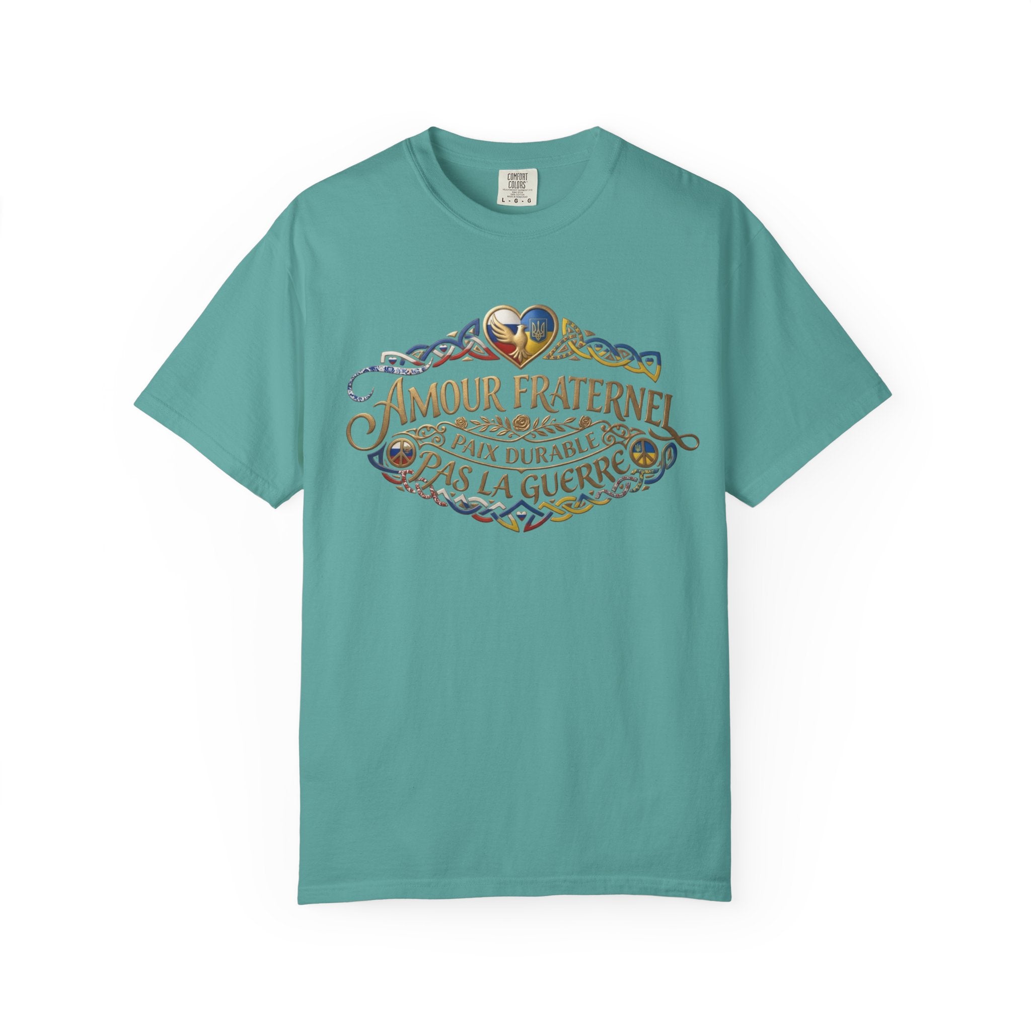 T-Shirt — Amour Fraternel "Paix Durable Pas La Guerre" Vintage Heart Peace Design