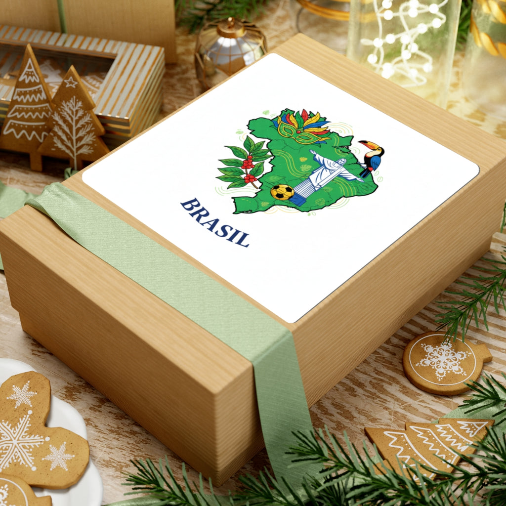 Brazil Map Sticker — Brasil Carnaval, Christ the Redeemer & Toucan Travel Decal