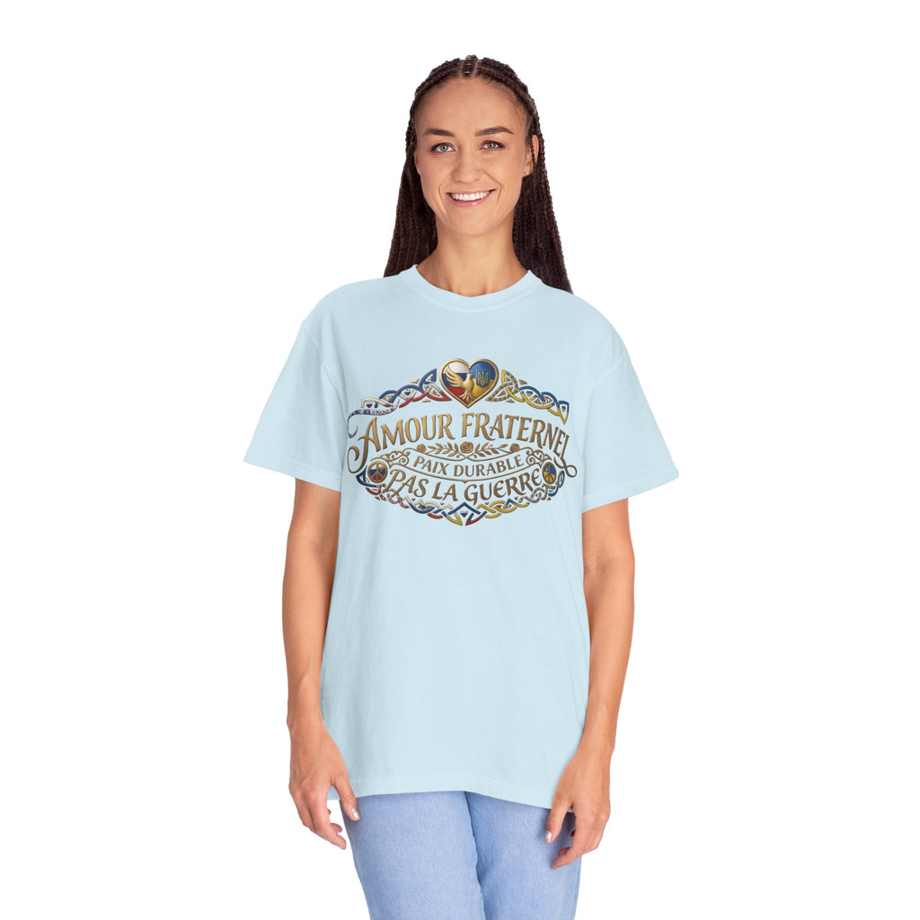 T-Shirt — Amour Fraternel "Paix Durable Pas La Guerre" Vintage Heart Peace Design