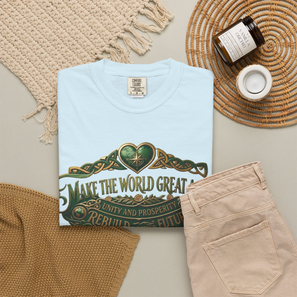 T-Shirt — 'Make the World Great Again' Vintage Green Crest Tee
